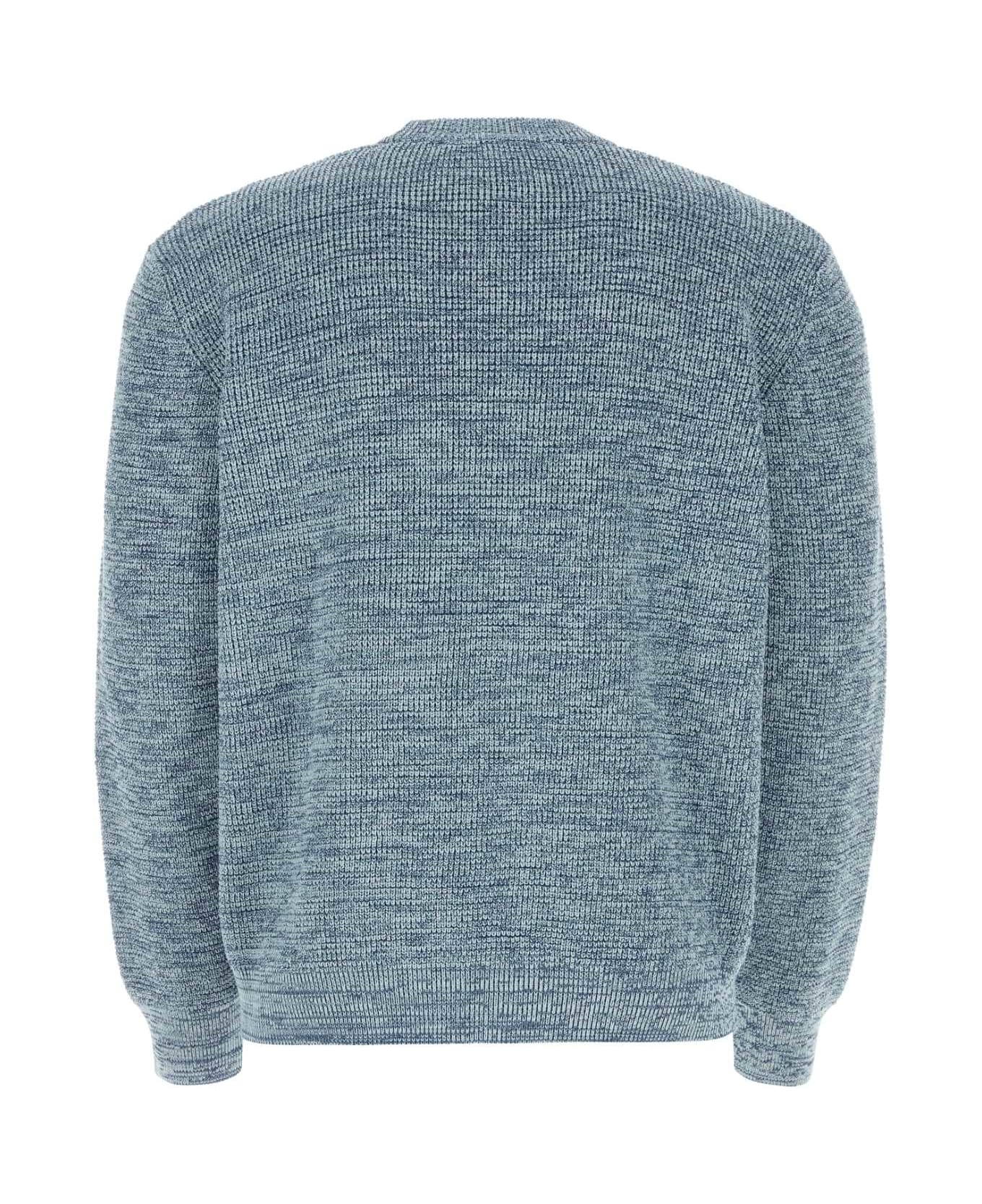 Maison Kitsuné Melange Light Blue Cotton Sweater - INKBLUEMELANGE