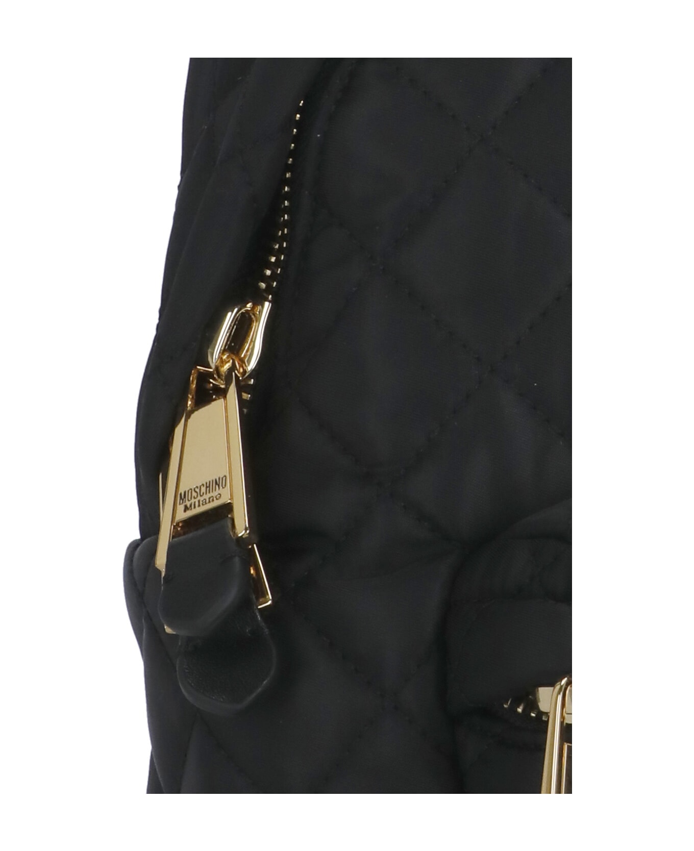 Moschino Quilted Backpack With Logo - Black バックパック