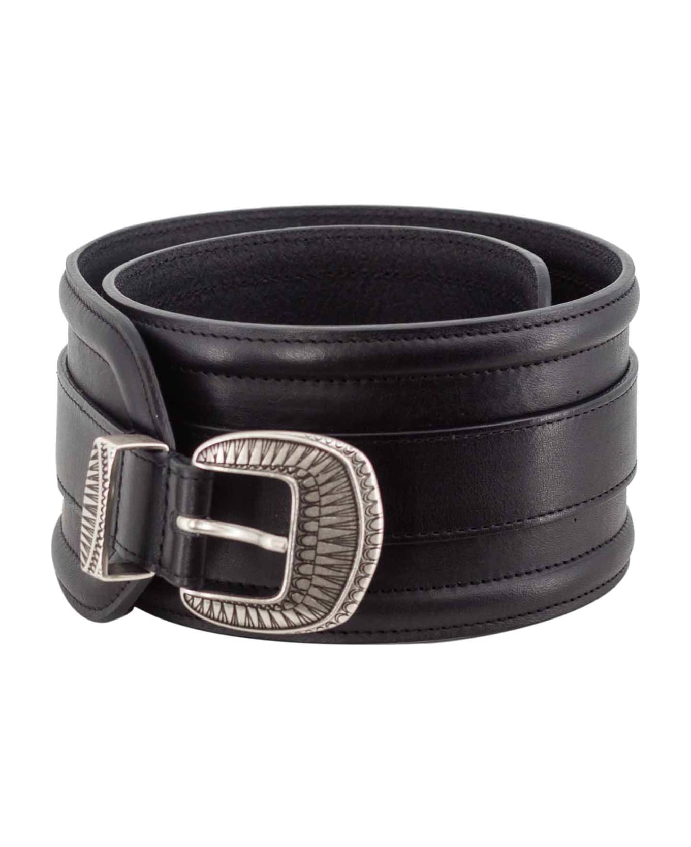 Martinica Shaped Leather Belt - Nero