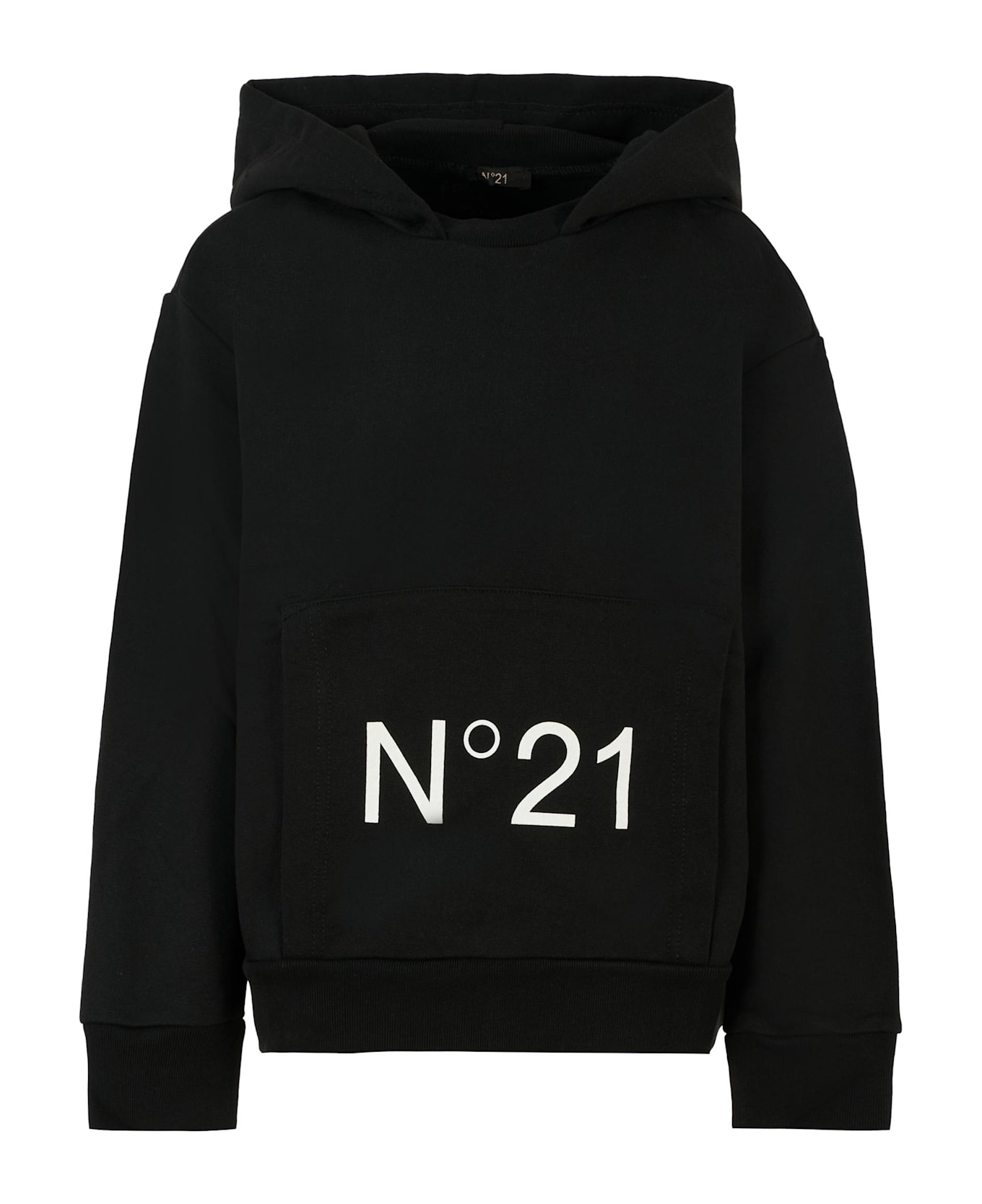 N.21 Black Sweatshirt For Kids With Logo - Black