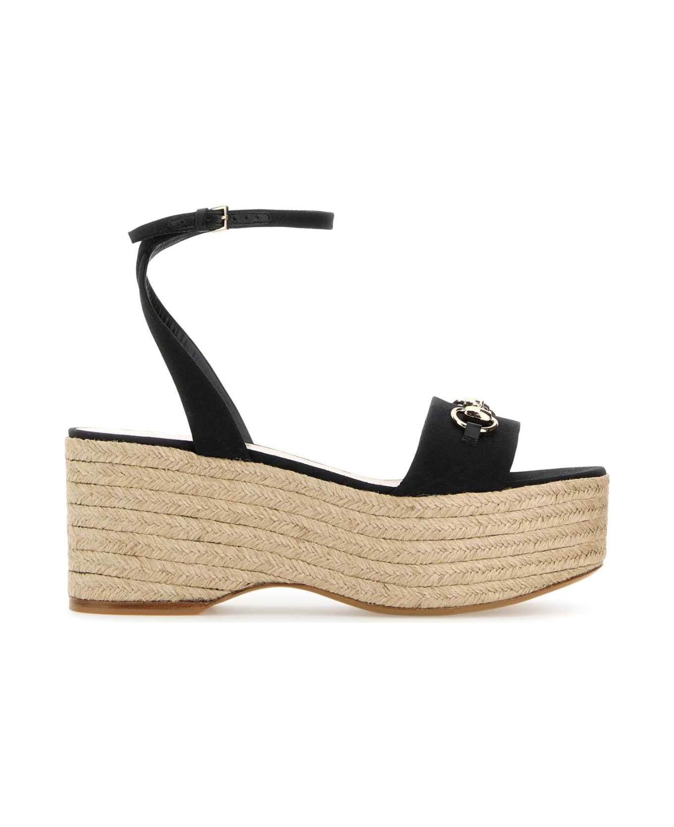 Gucci Black Original Gg Fabric Wedges - BLACKBLACK