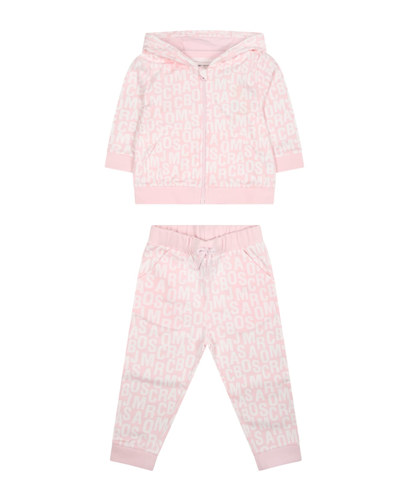 Little Marc Jacobs Pink Suit For Baby Girl With Logo - Pink ボトムス