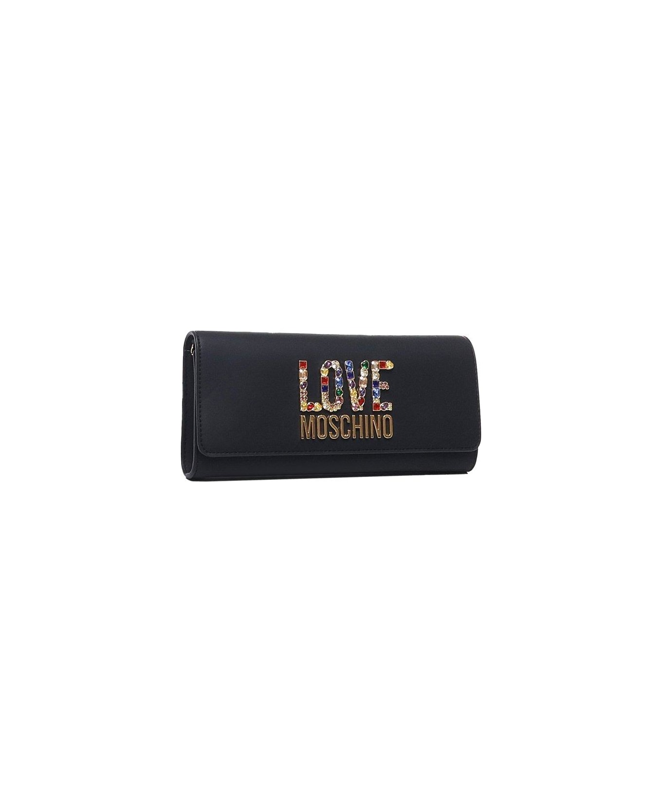 Love Moschino Logo-lettering Chain-linked Clutch Bag - Nero
