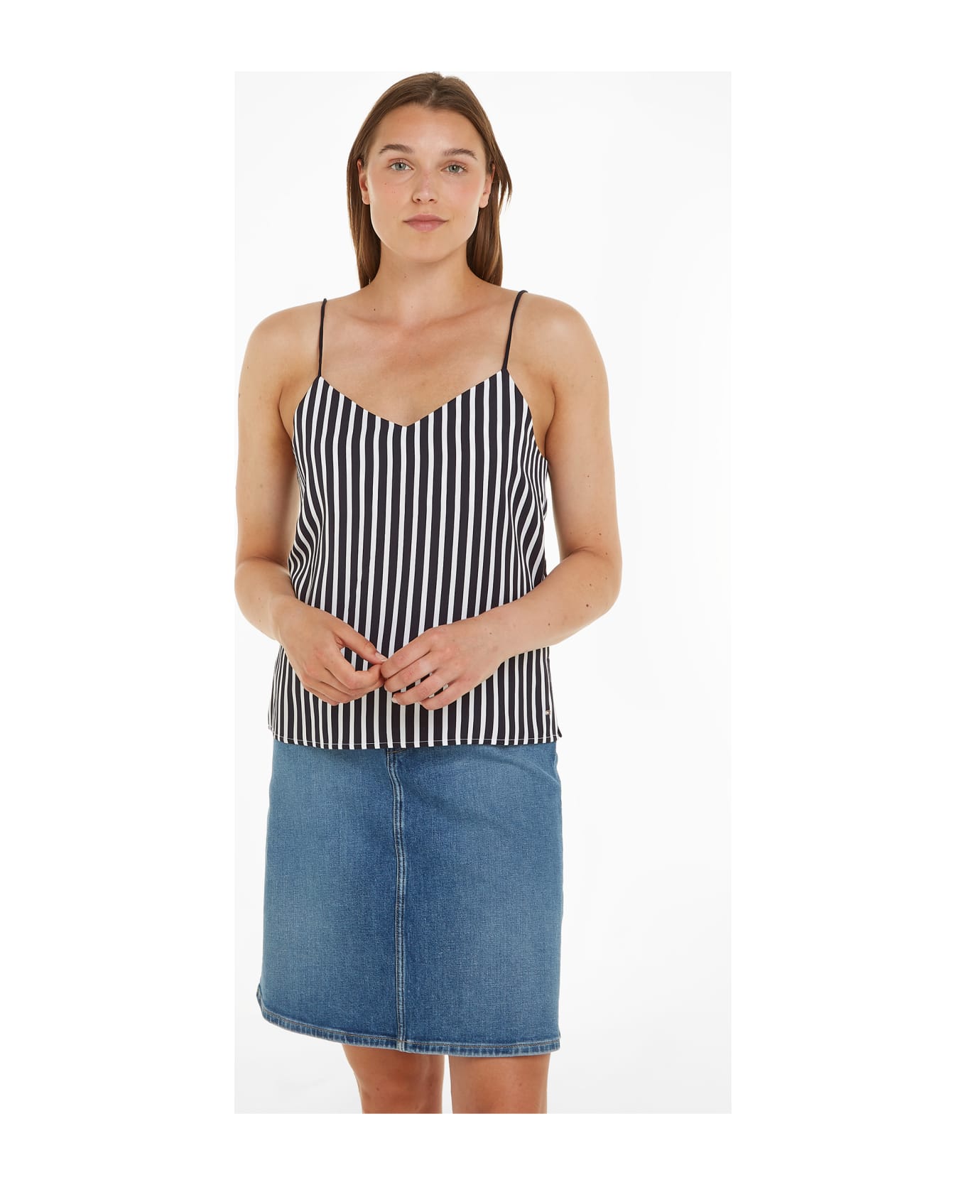 Tommy Hilfiger Striped Tank Top With Thin Straps - BOLD STP/DESERT SKY