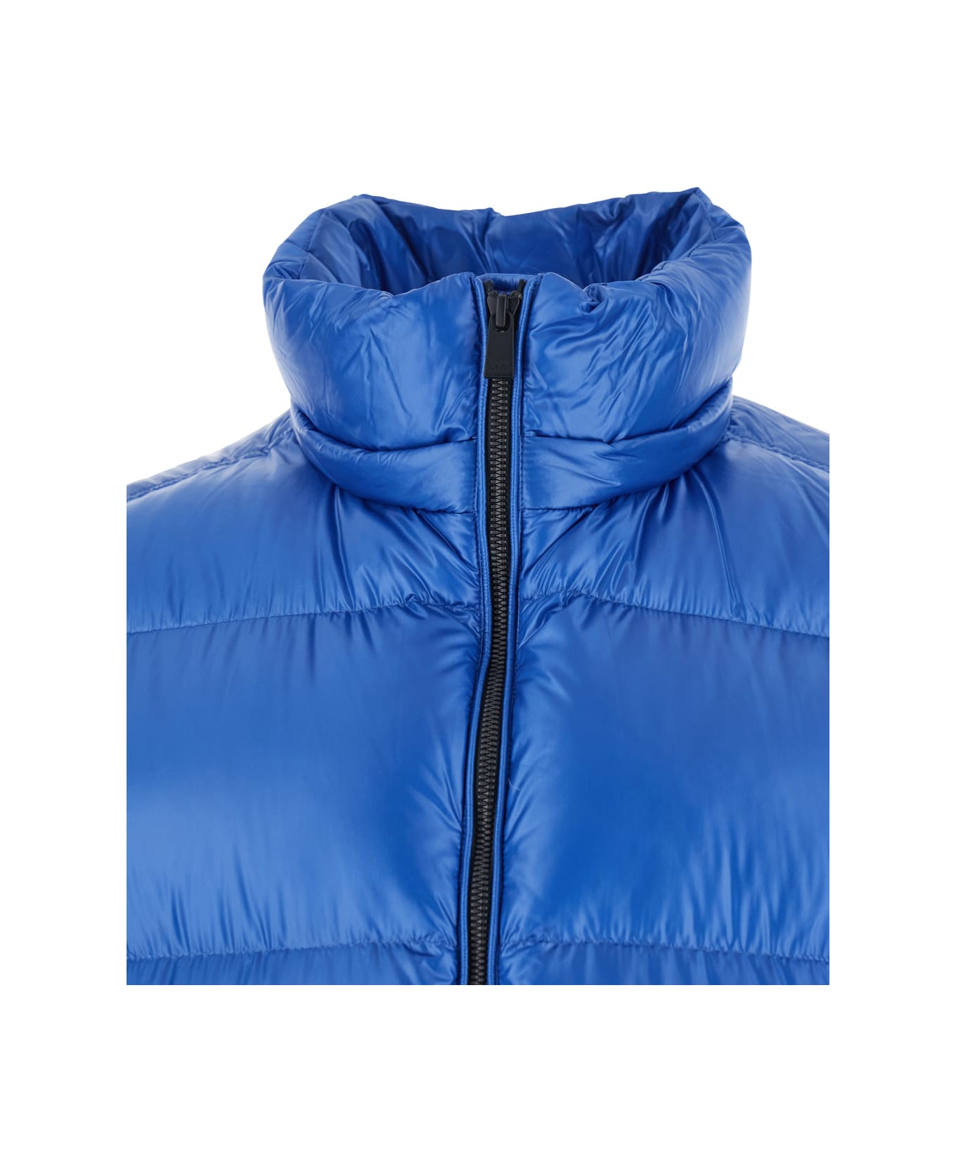 TATRAS 
belbo
 Blue Down Jacket With Fixed Hood And Logo Patch On The Sleeve In Tech Fabric Man - Blu