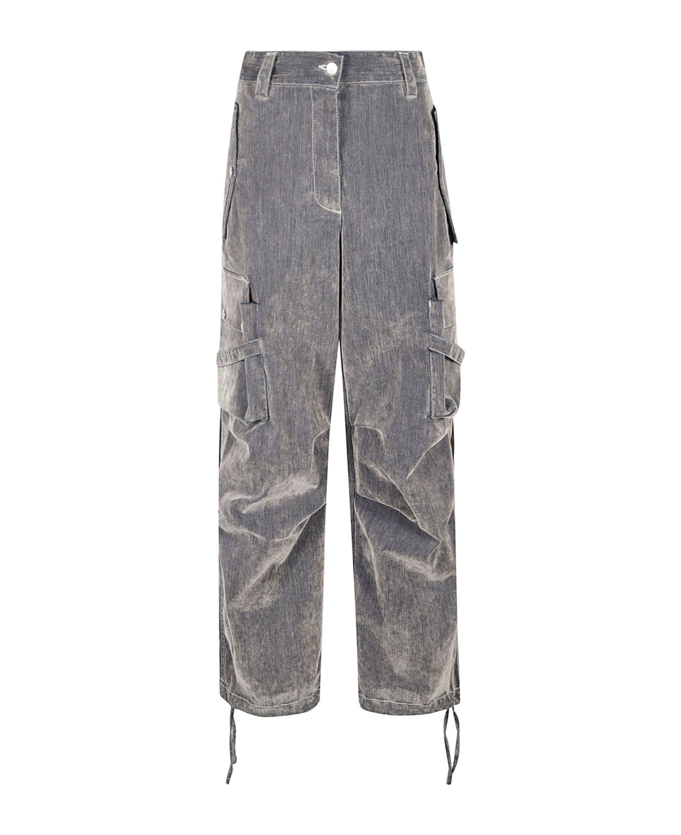 MSGM Wide Leg Side Pockets Cargo Jeans - Grey
