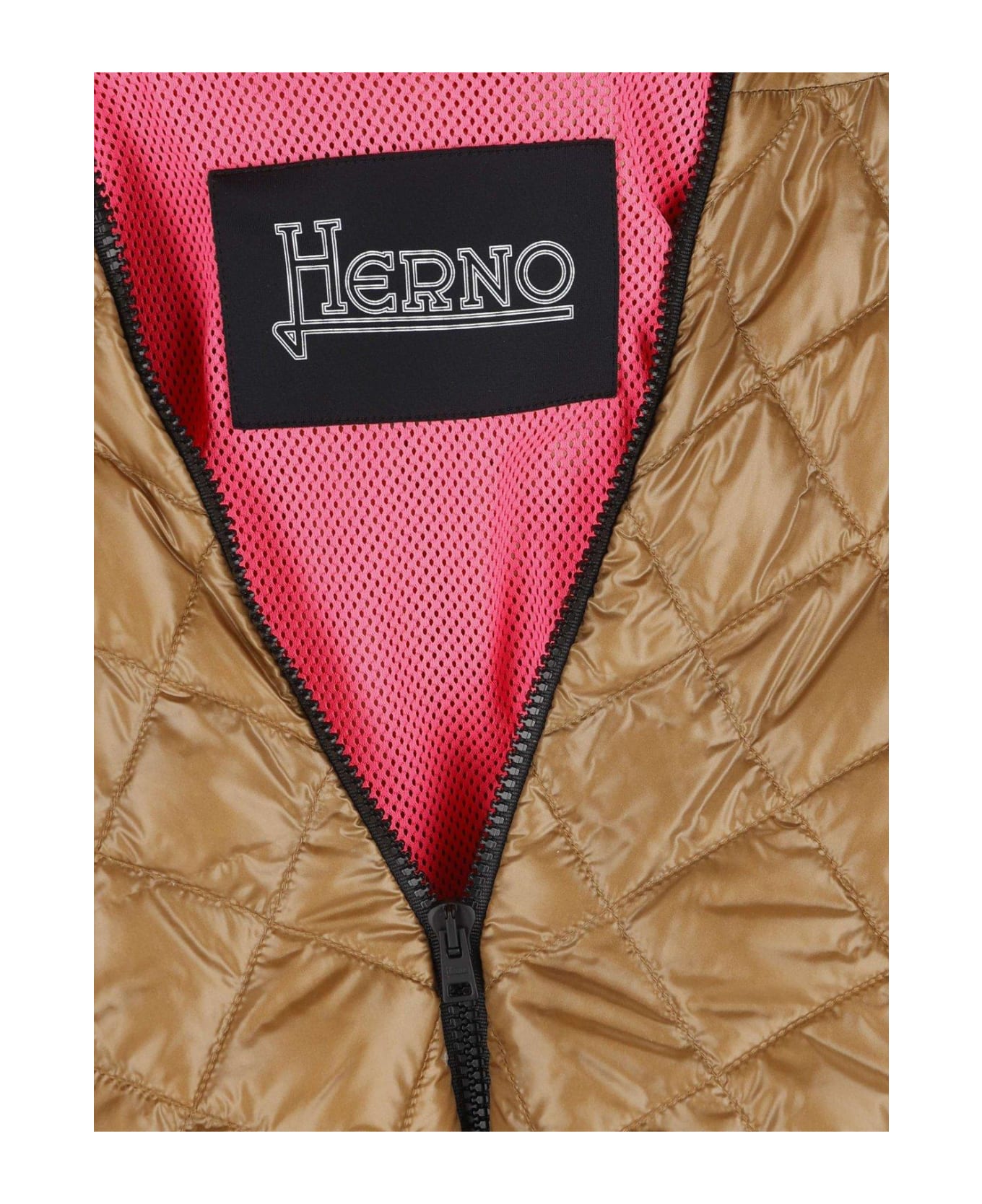 Herno Quilted Sleeveless Hooded Coat - Cammello ベスト
