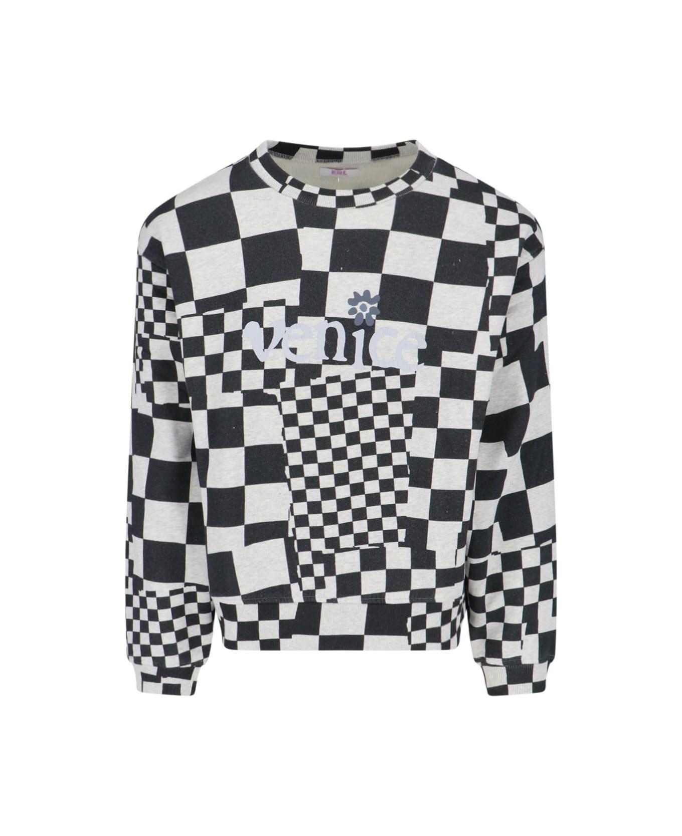 ERL 'check Print' Crew Neck Sweatshirt - Checker