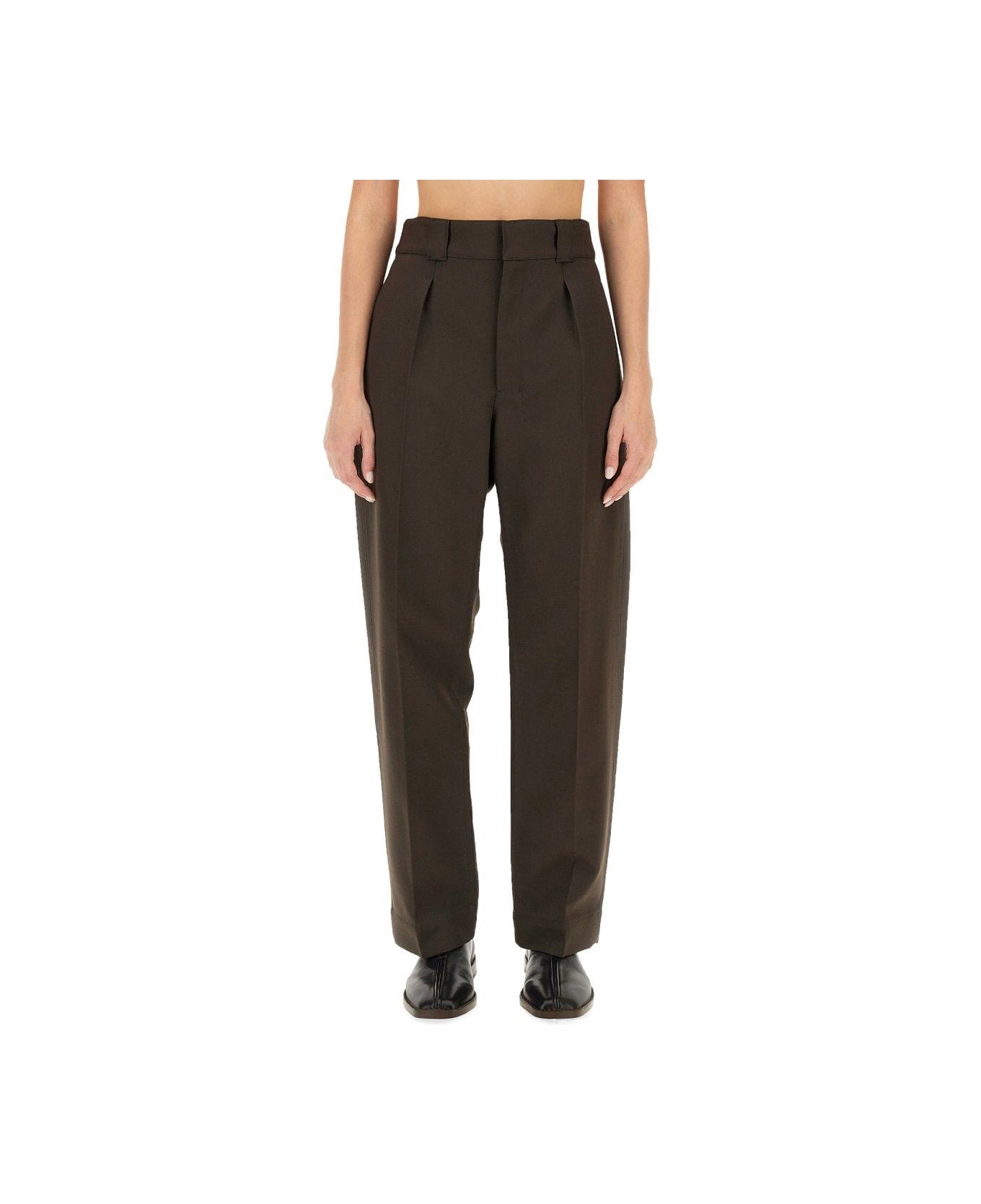 Lemaire Tailored Straight Leg Trousers - BROWN