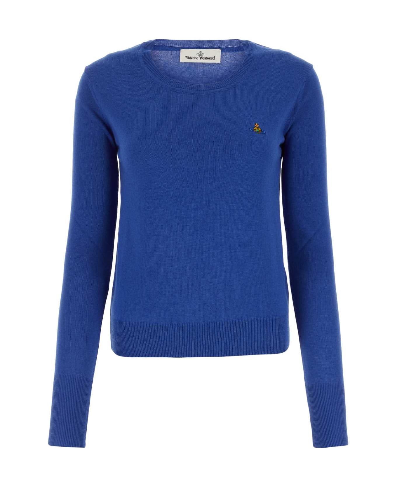 Vivienne Westwood Electric Blue Cotton Blend Bea Sweater - OCEAN