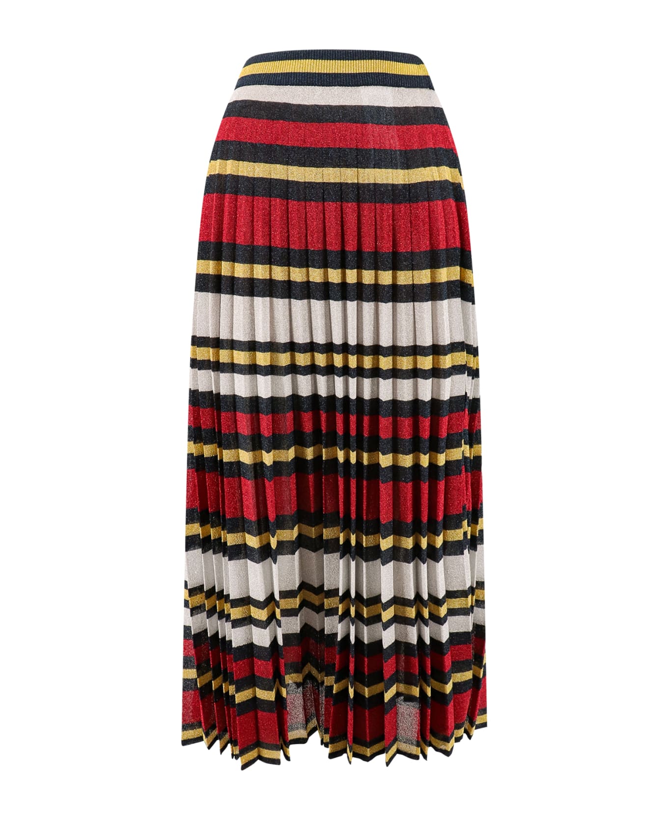 Gucci Midi Multicolor Pleated Striped Skirt In Lurex Woman - Multicolor スカート