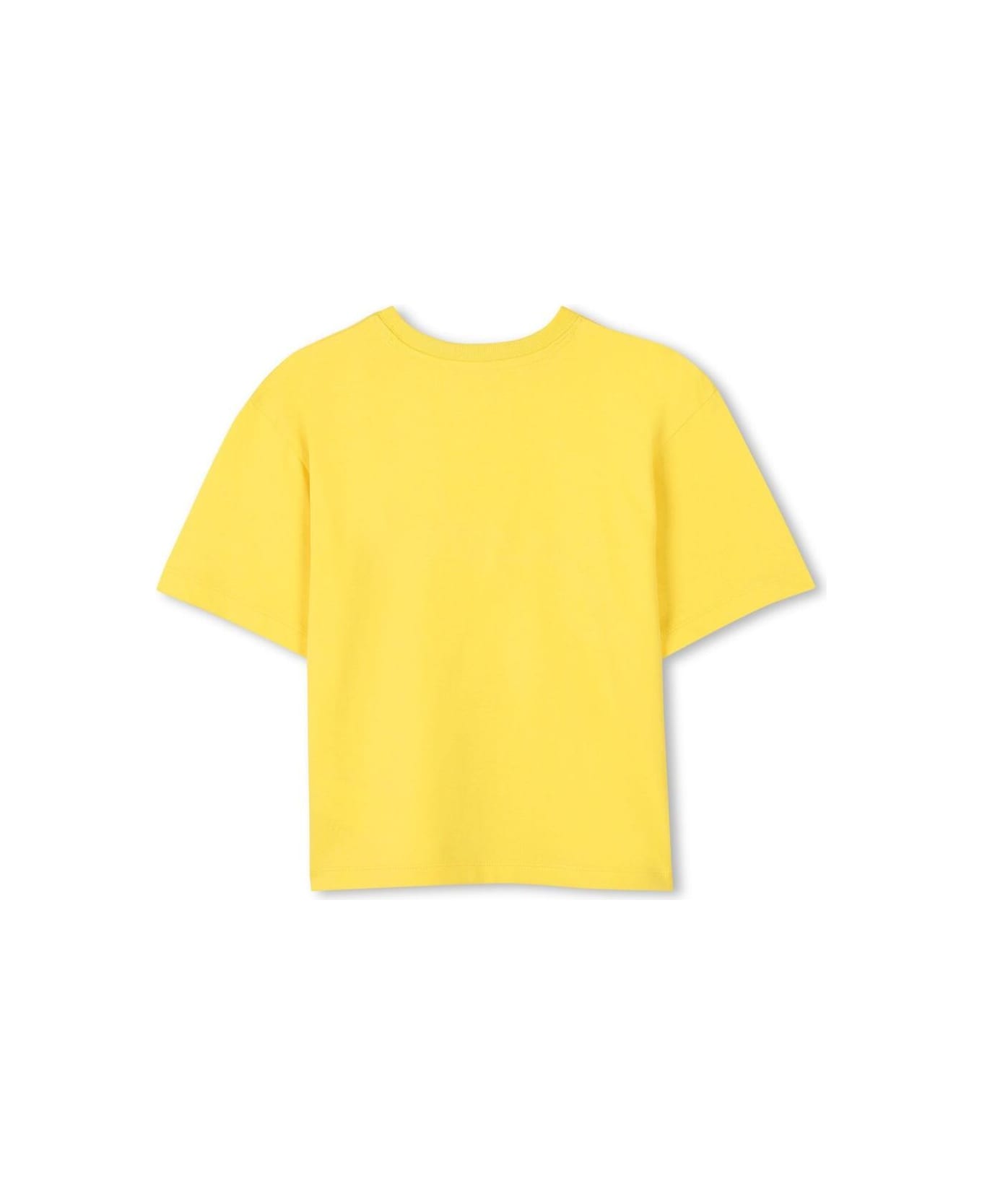 Marc Jacobs Yellow Crewneck T-shirt With Logo Lettering Print On The Front In Cotton Boy - Yellow