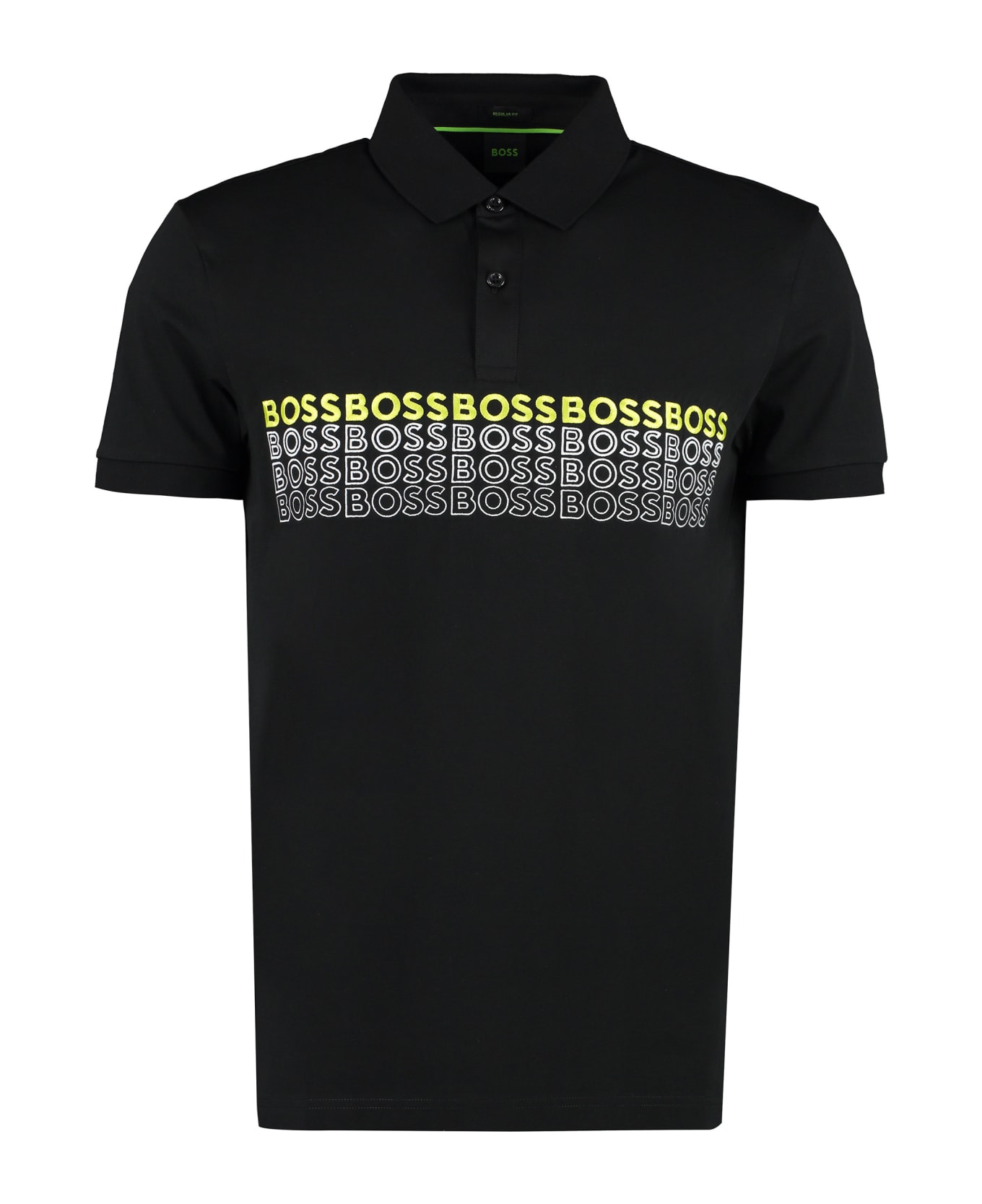 Hugo Boss Logo Print Cotton Polo Shirt - black ポロシャツ