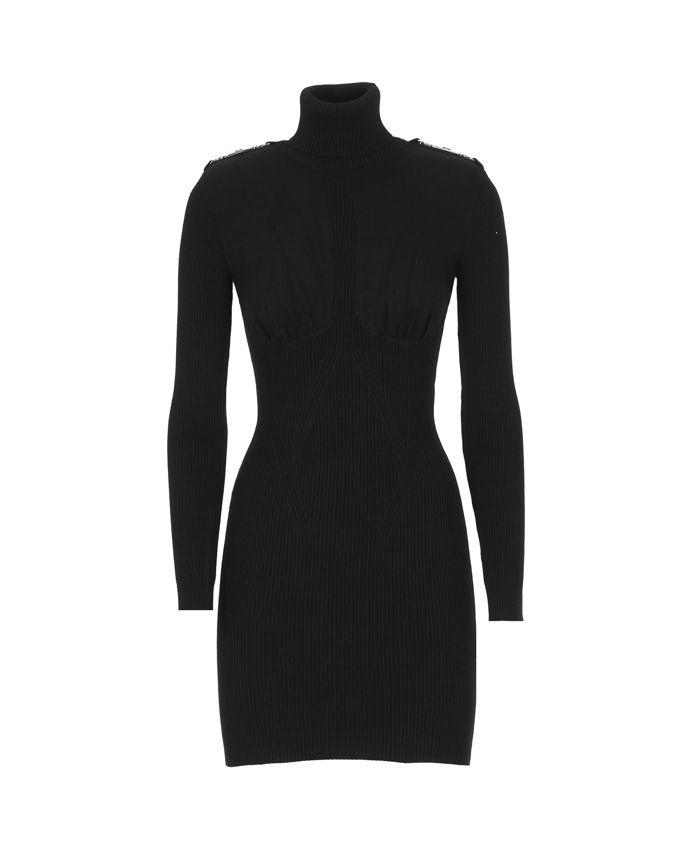 Elisabetta Franchi Knitted Turtleneck Dress - Black