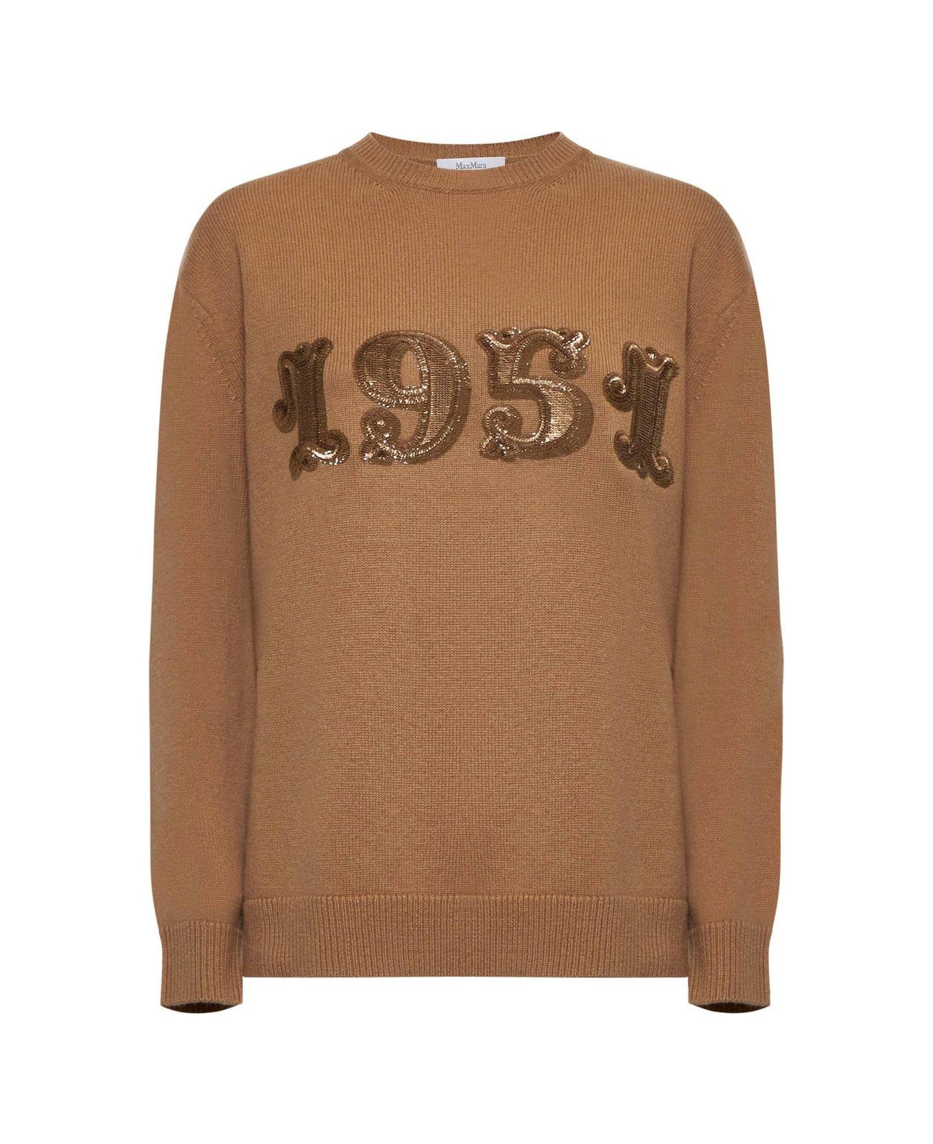 Max Mara Plata Logo Embellished Crewneck Jumper - Brown