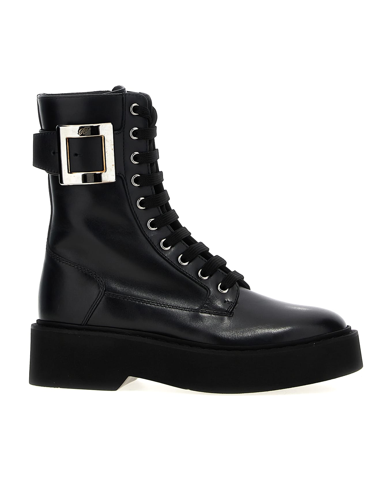 Roger Vivier Viv Rangers High Met Lace-up Boot - NERO