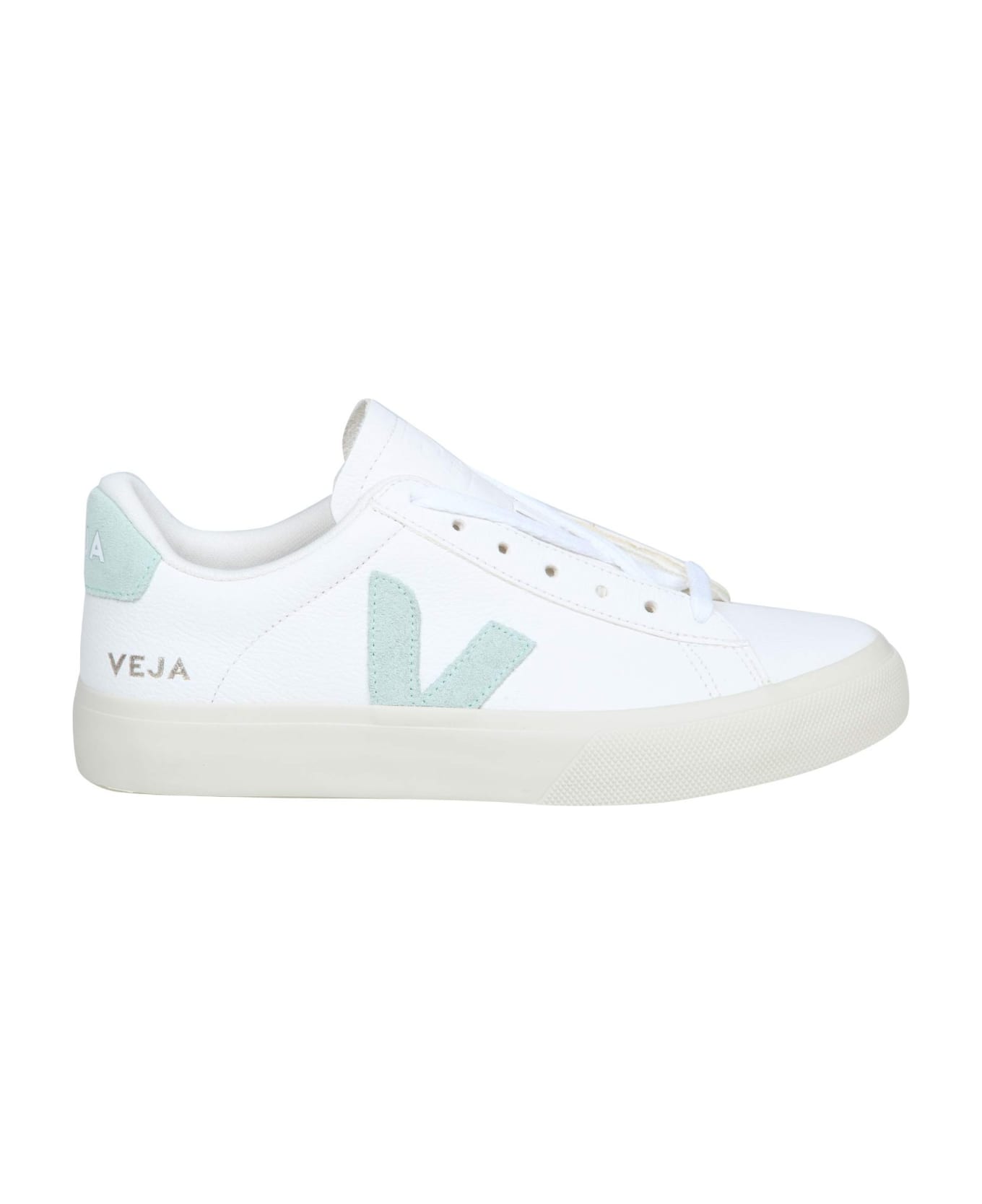 Veja Campo Chromefree In White/green Leather - White/matcha 