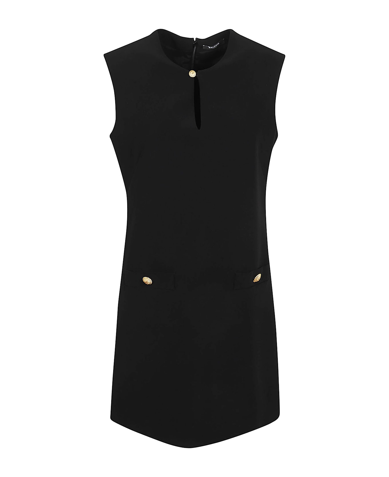 Balmain Ss 2 Pkts Btn Crepe Short Dress - Pa Noir