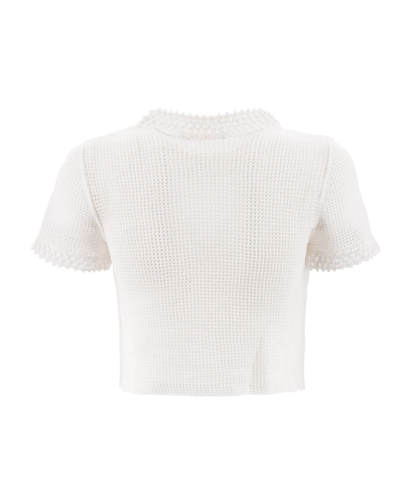 Philosophy di Lorenzo Serafini Stretch Mesh Crop Sweater Double P - White ニットウェア