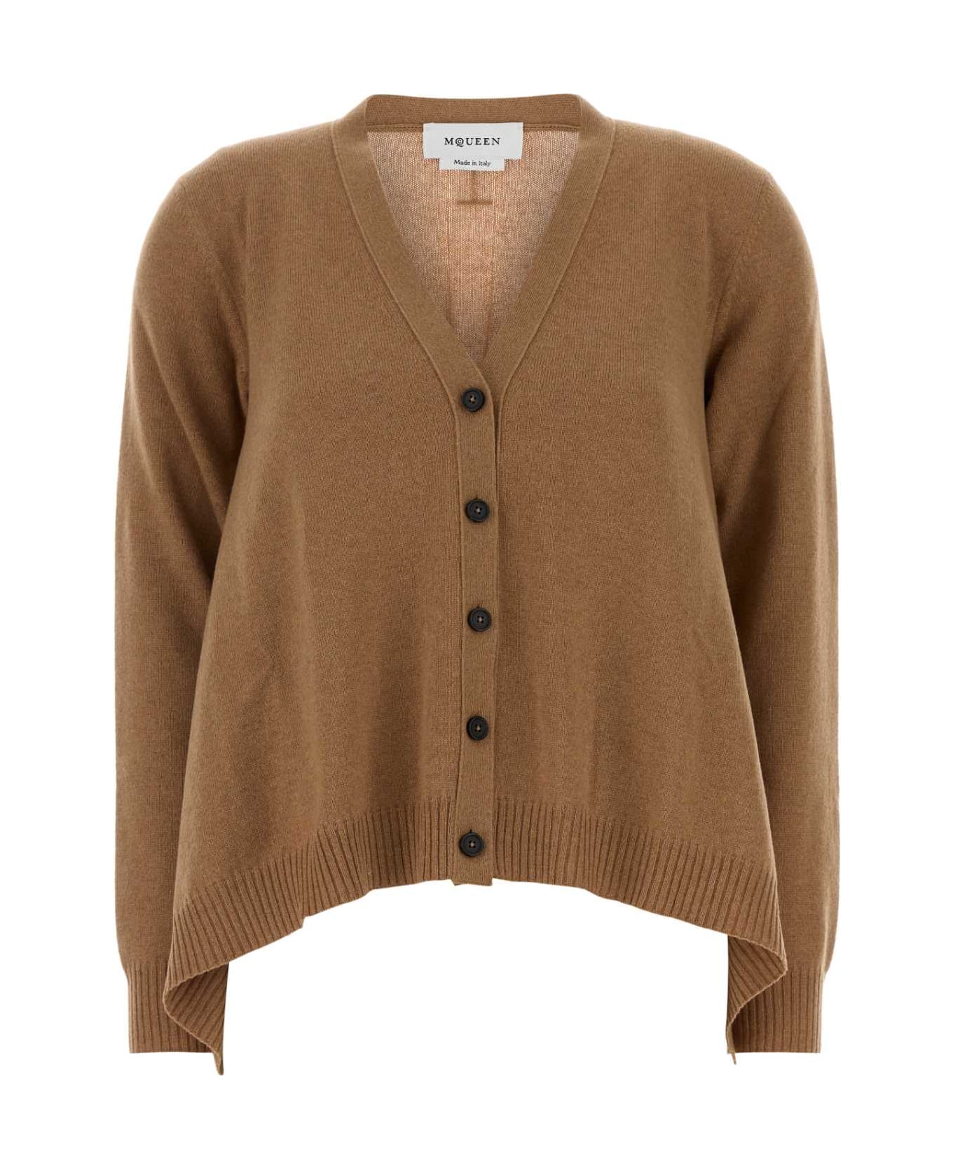 Alexander McQueen Biscuit Cashmere Blend Oversize Cardigan - LIGHTCAMEL