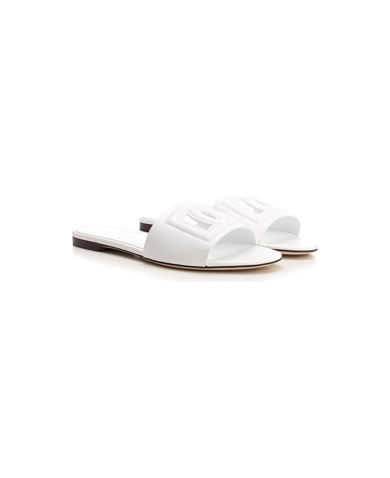 Dolce & Gabbana White 'dg' Flat Sandal - Bianco