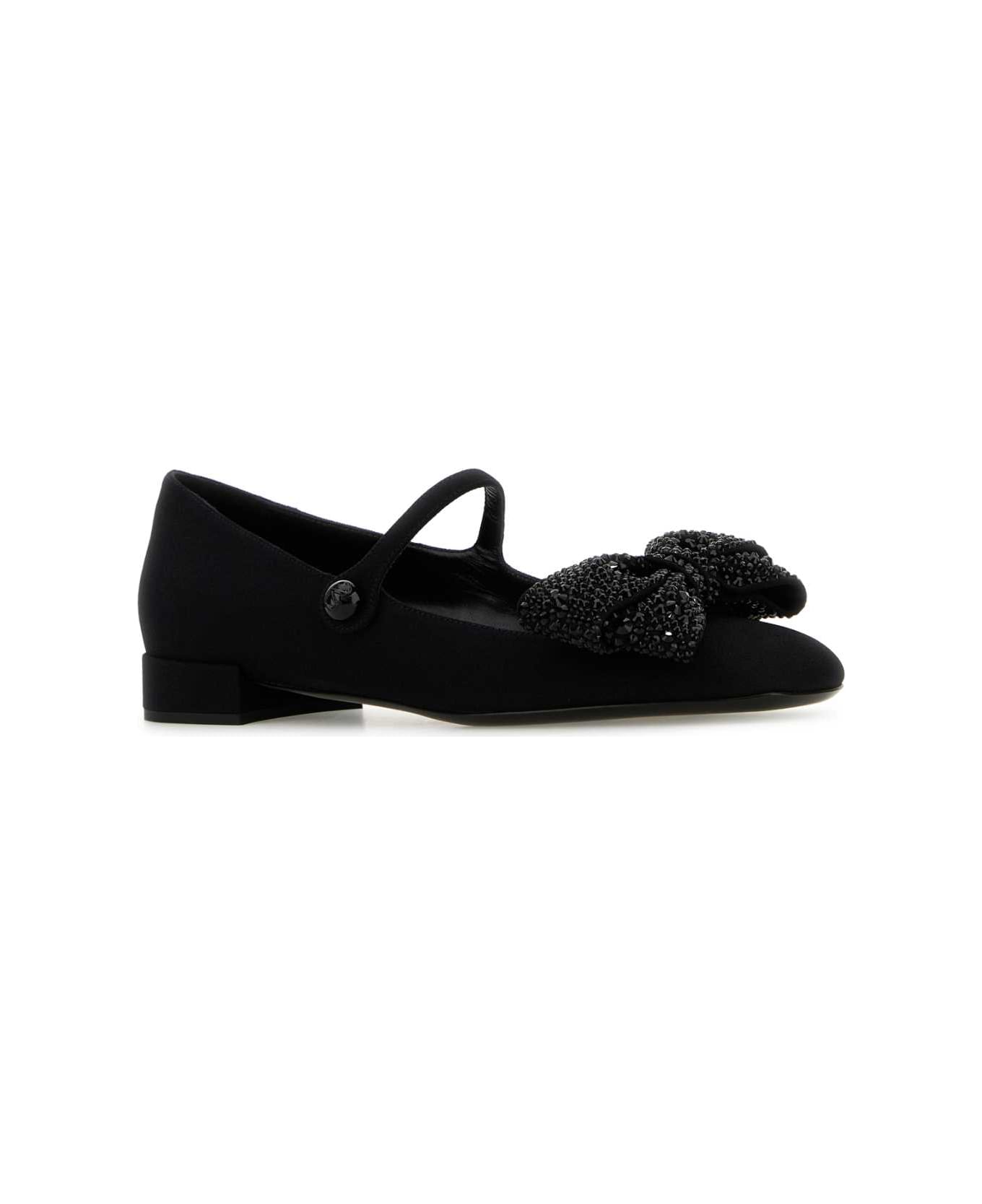 Valentino Garavani Black Fabric Ballerinas - NEROJET