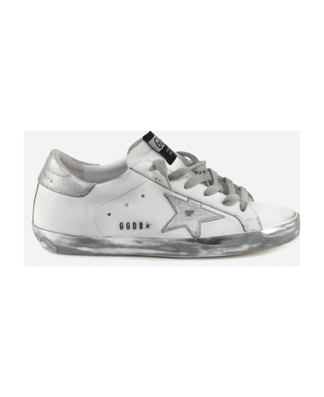 Golden Goose Superstar Sneakers With Laminated Leather Details - White