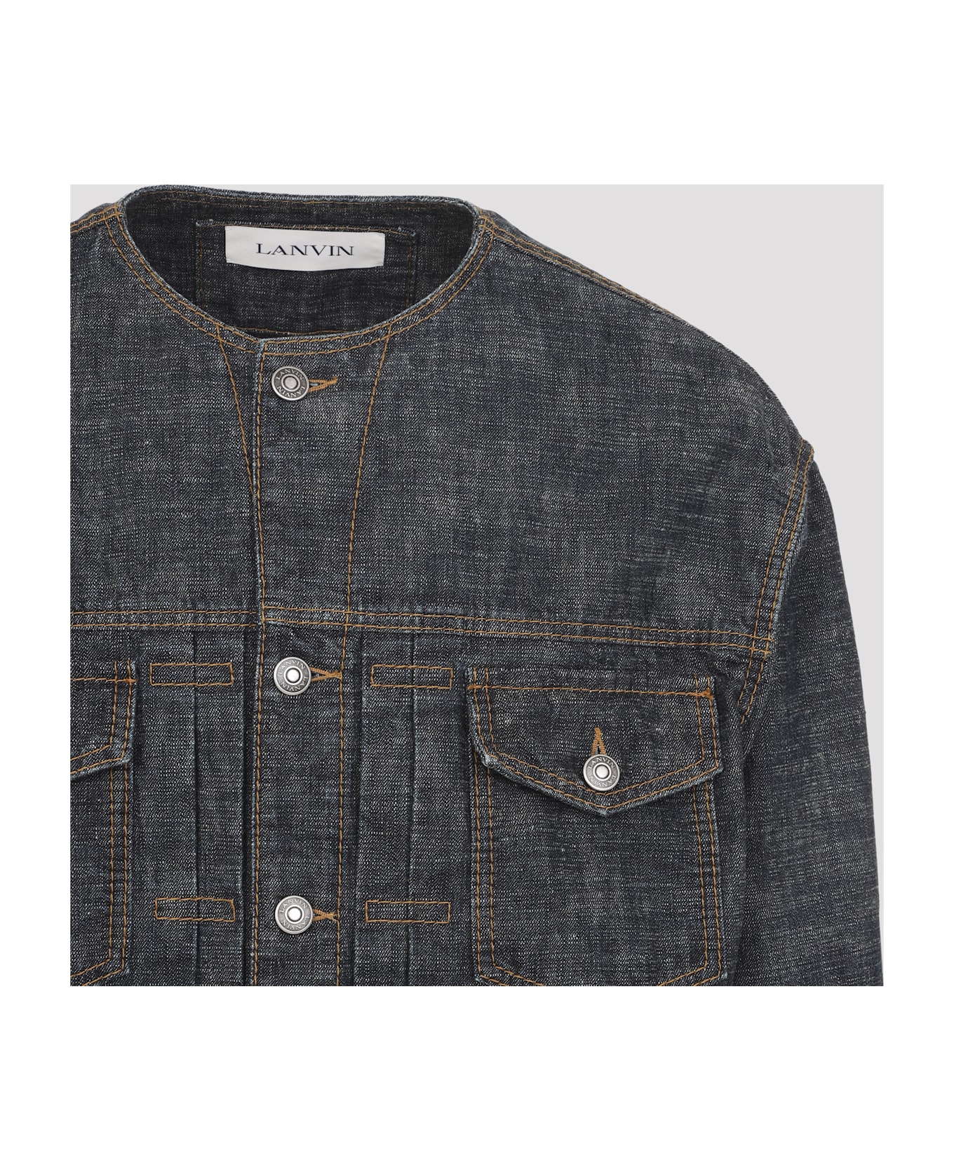 Lanvin Collarless Jacket - Navy Blue