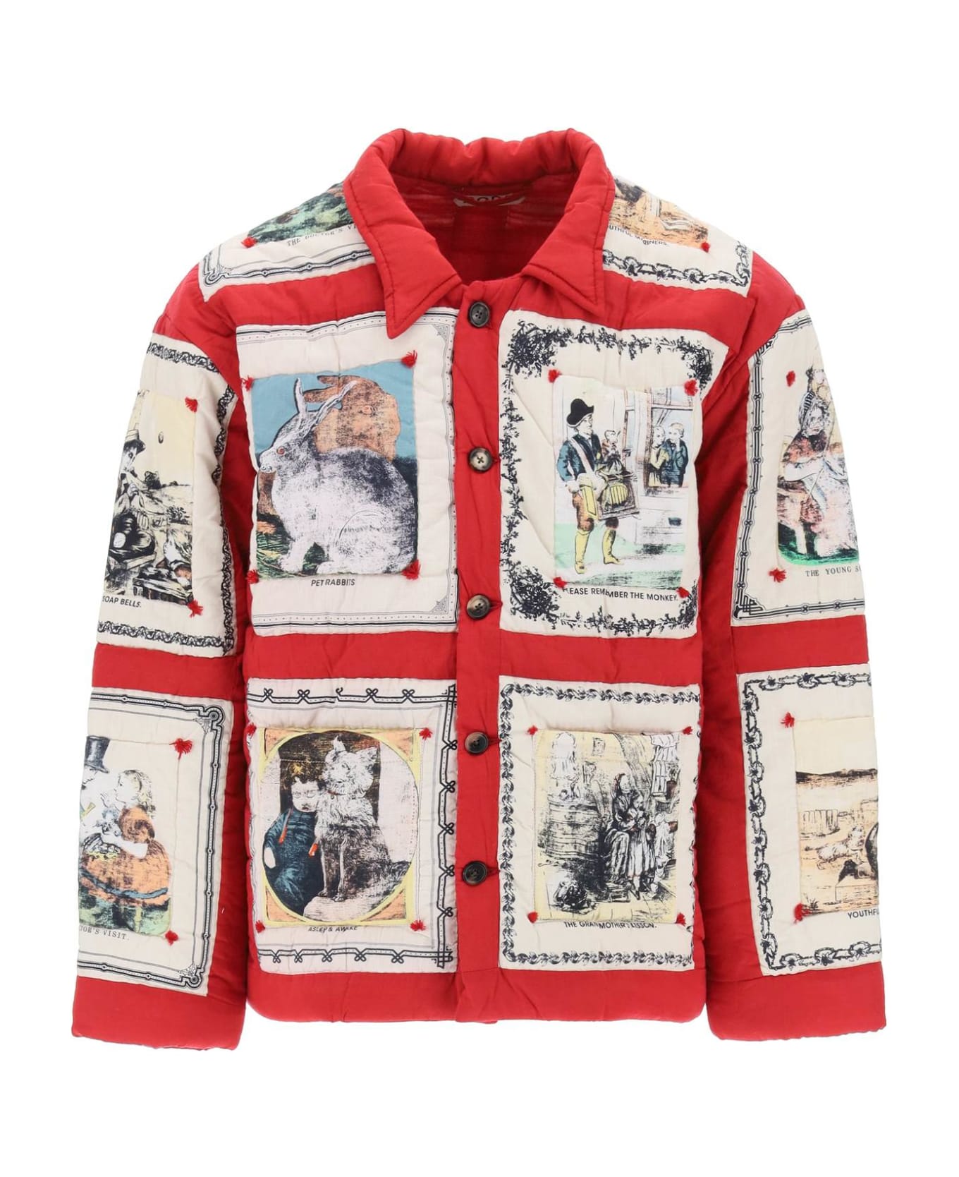 Bode Storytime Quilted Jacket - RED MULTI (Red)