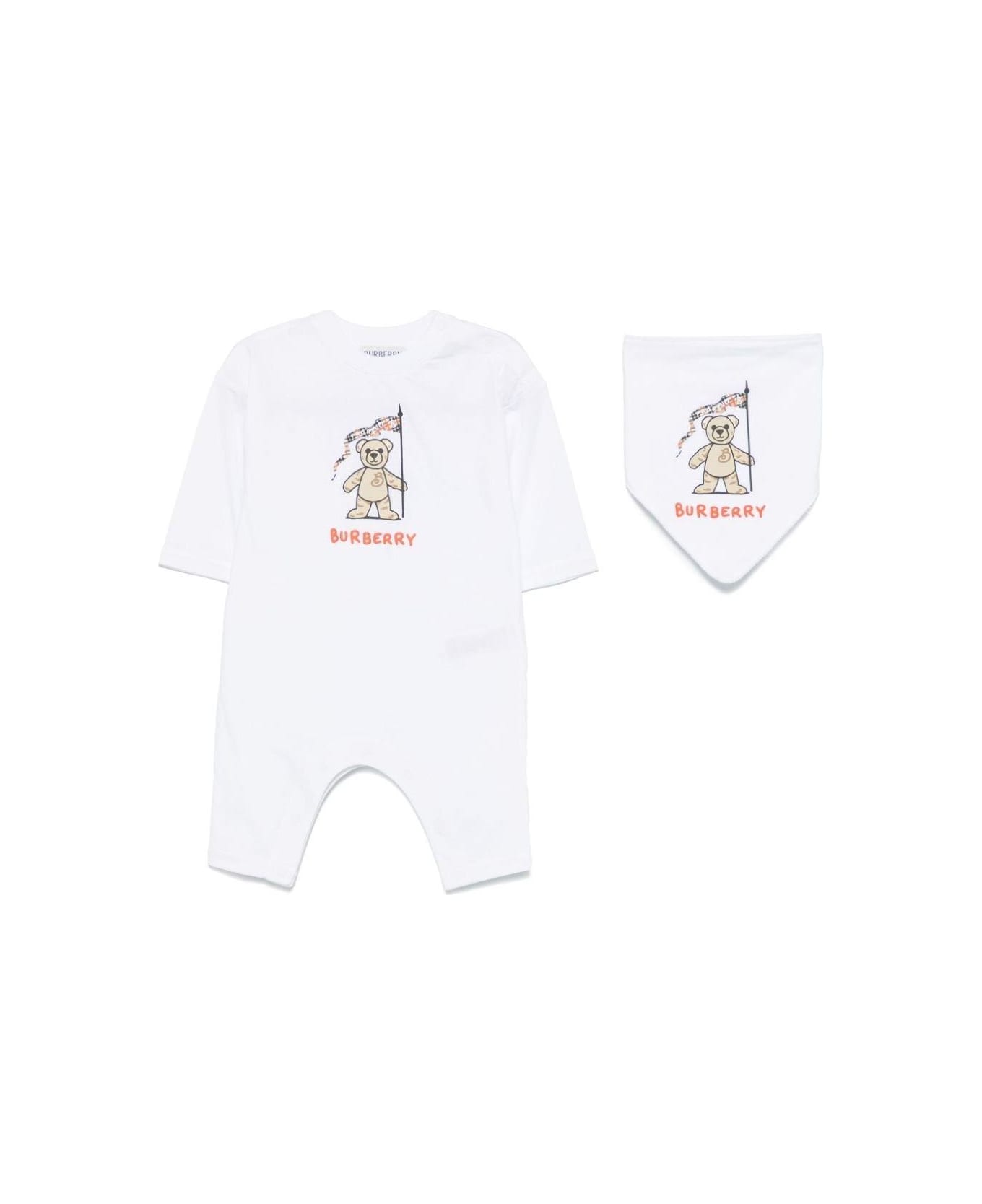 Burberry Thomas Bear Two-piece Babygrow Set - Bianco