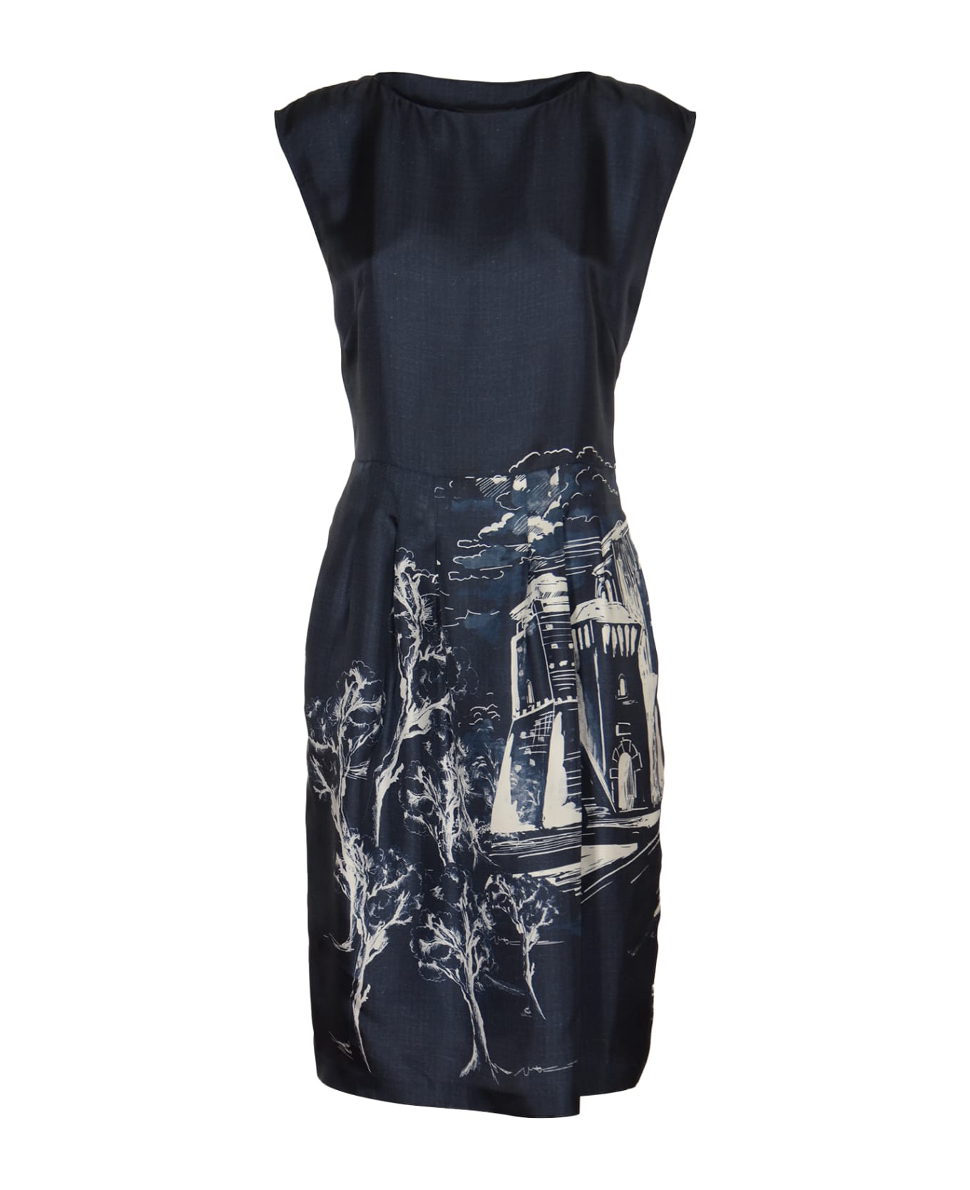 Alberta Ferretti Sleeveless Printed Dress - Fantasy Blue ワンピース＆ドレス