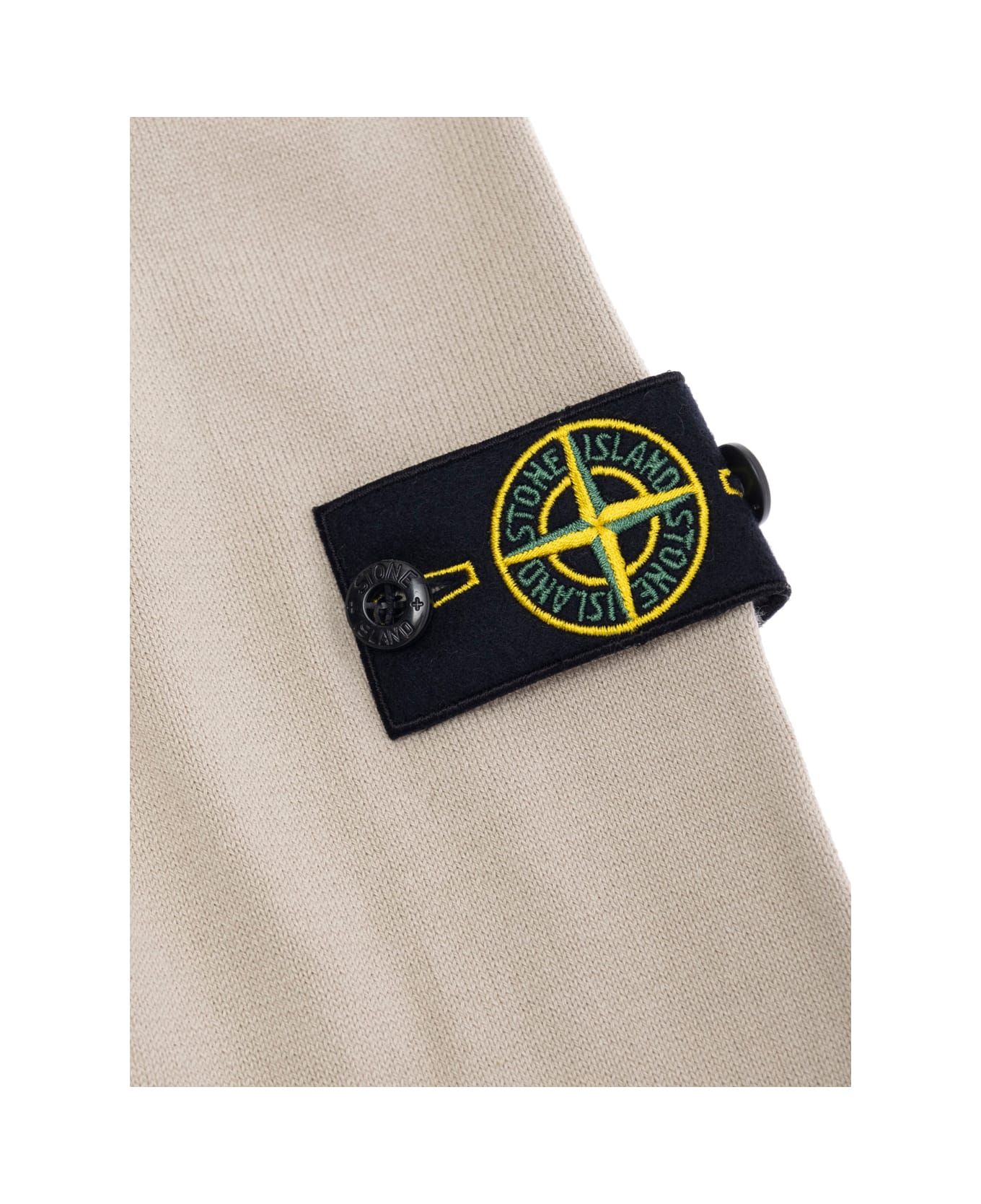 Stone Island Junior Beige T-shirt With Round Neck And Logo Patch On The Sleeve I Cotton Boy - Beige