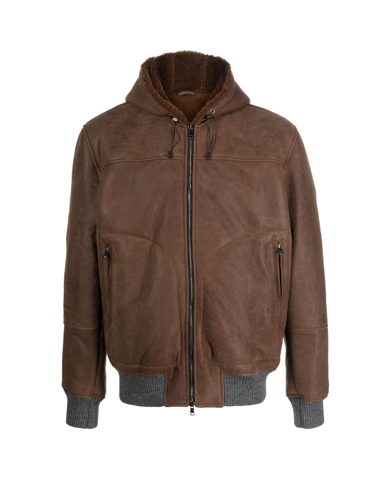Barba Napoli Barba Hooded Bomber Jacket - Brown