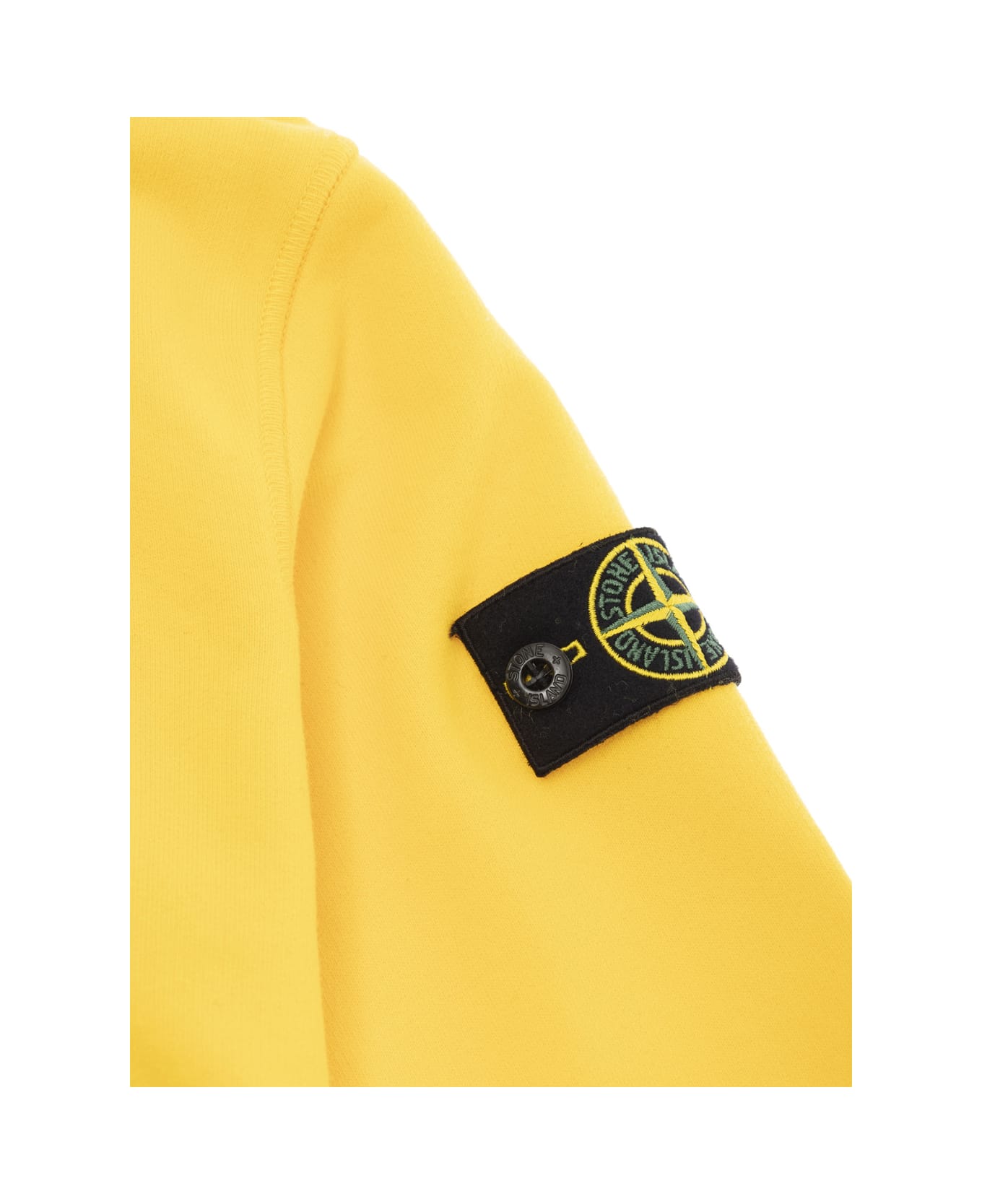 Stone Island Junior Yellow Hoodie With Logo Patch In Cotton Man - Yellow