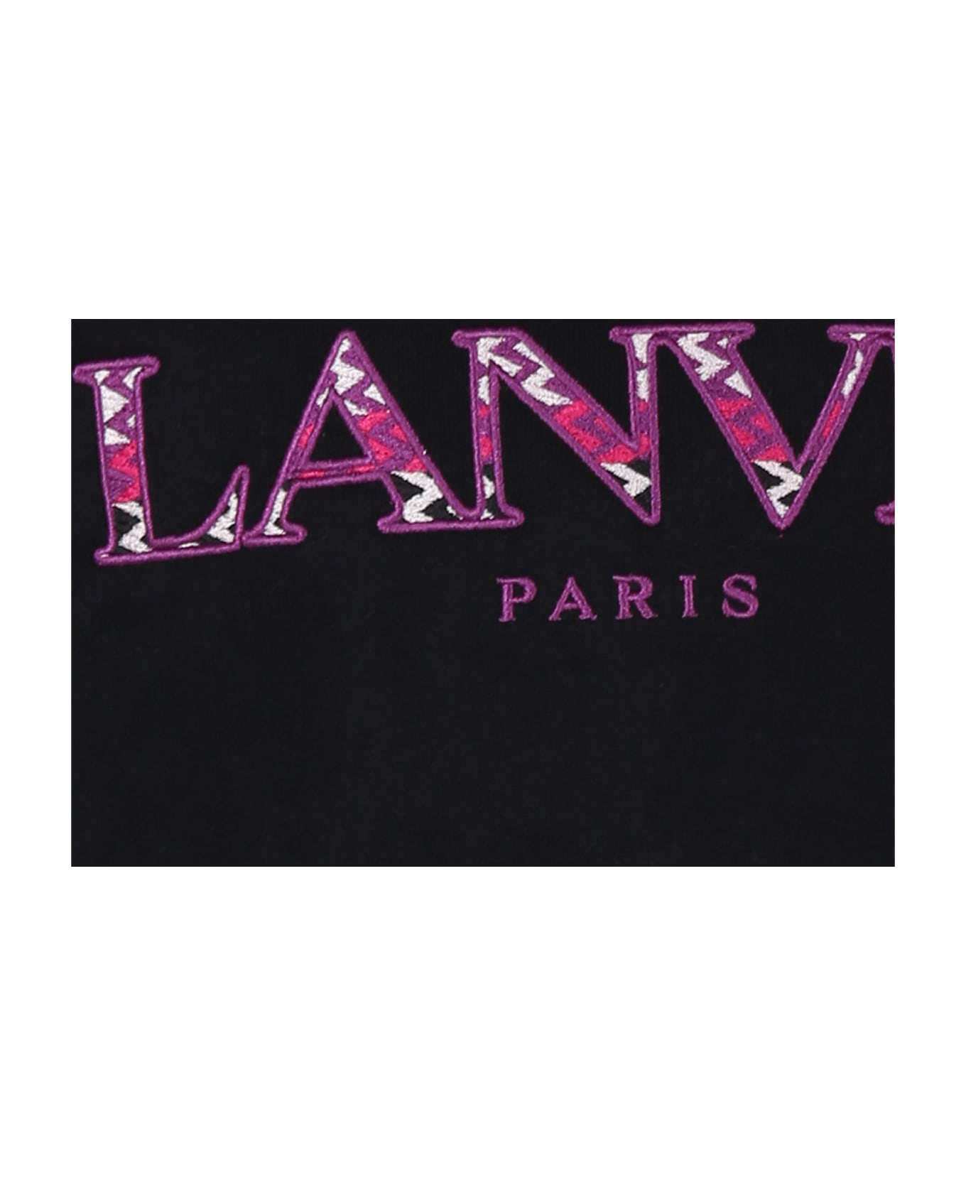 Lanvin Black Dress For Girl With Logo - Nero