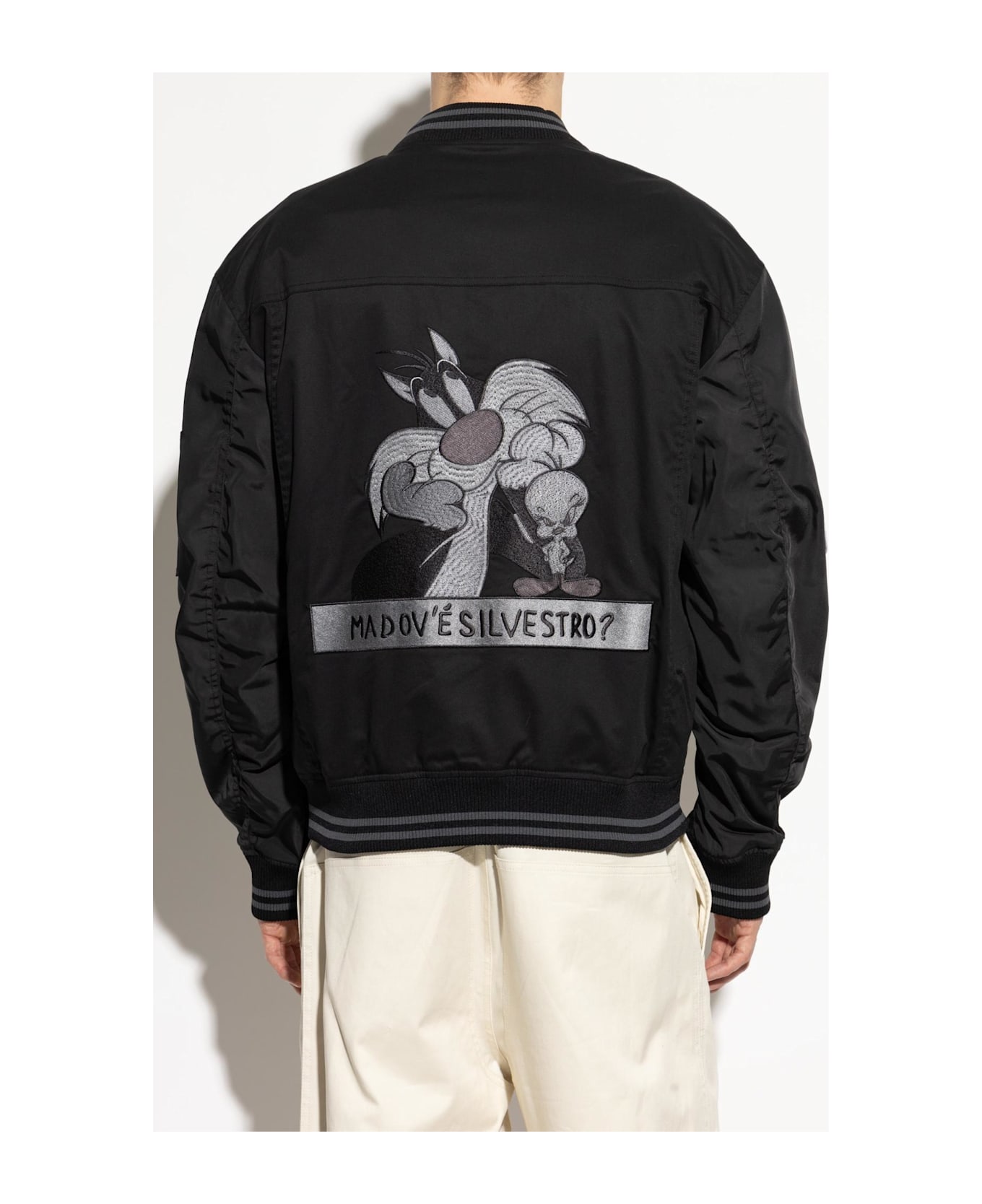 Iceberg Bomber Jacket With Patches - Black