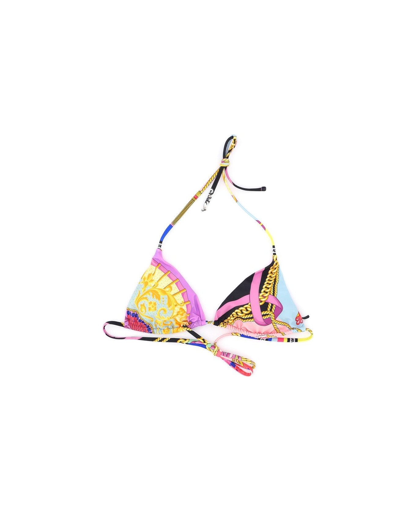 Versace Graphic Printed Tied Bikini Top - Multicolor