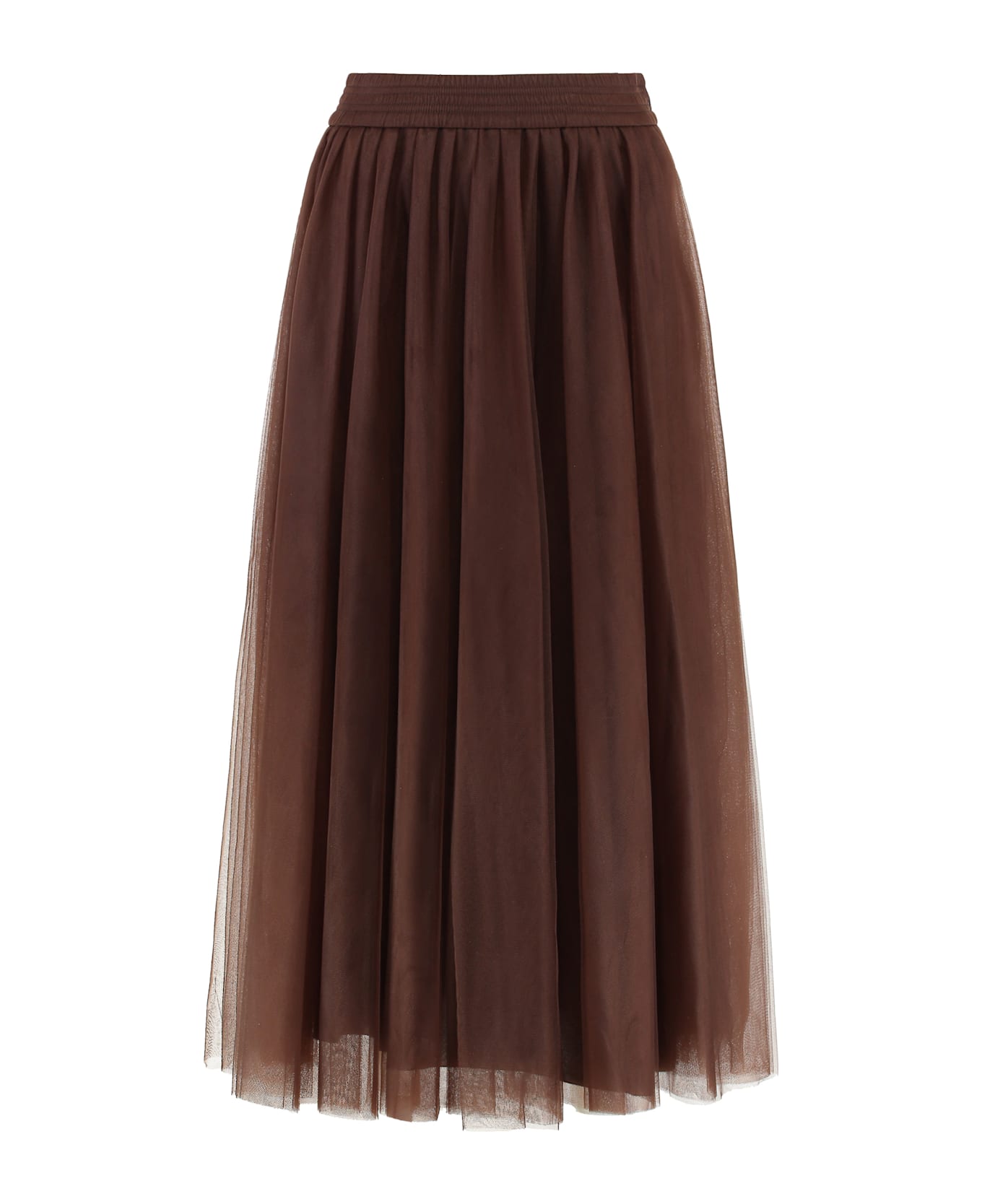Fabiana Filippi Midi Tulle Skirt - brown