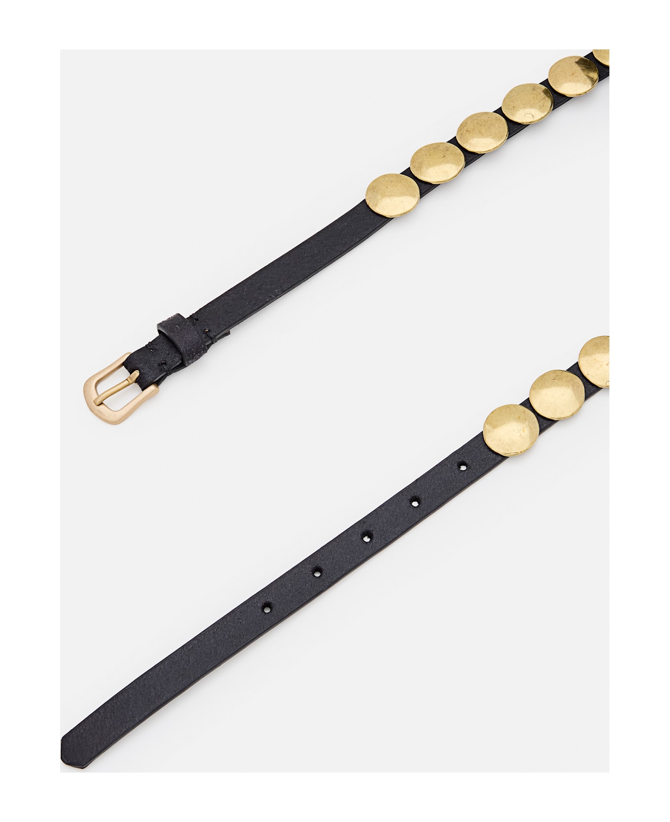 Golden Goose Belt Trinidad Thin Washed Leather Flesh Side With Studs - Black