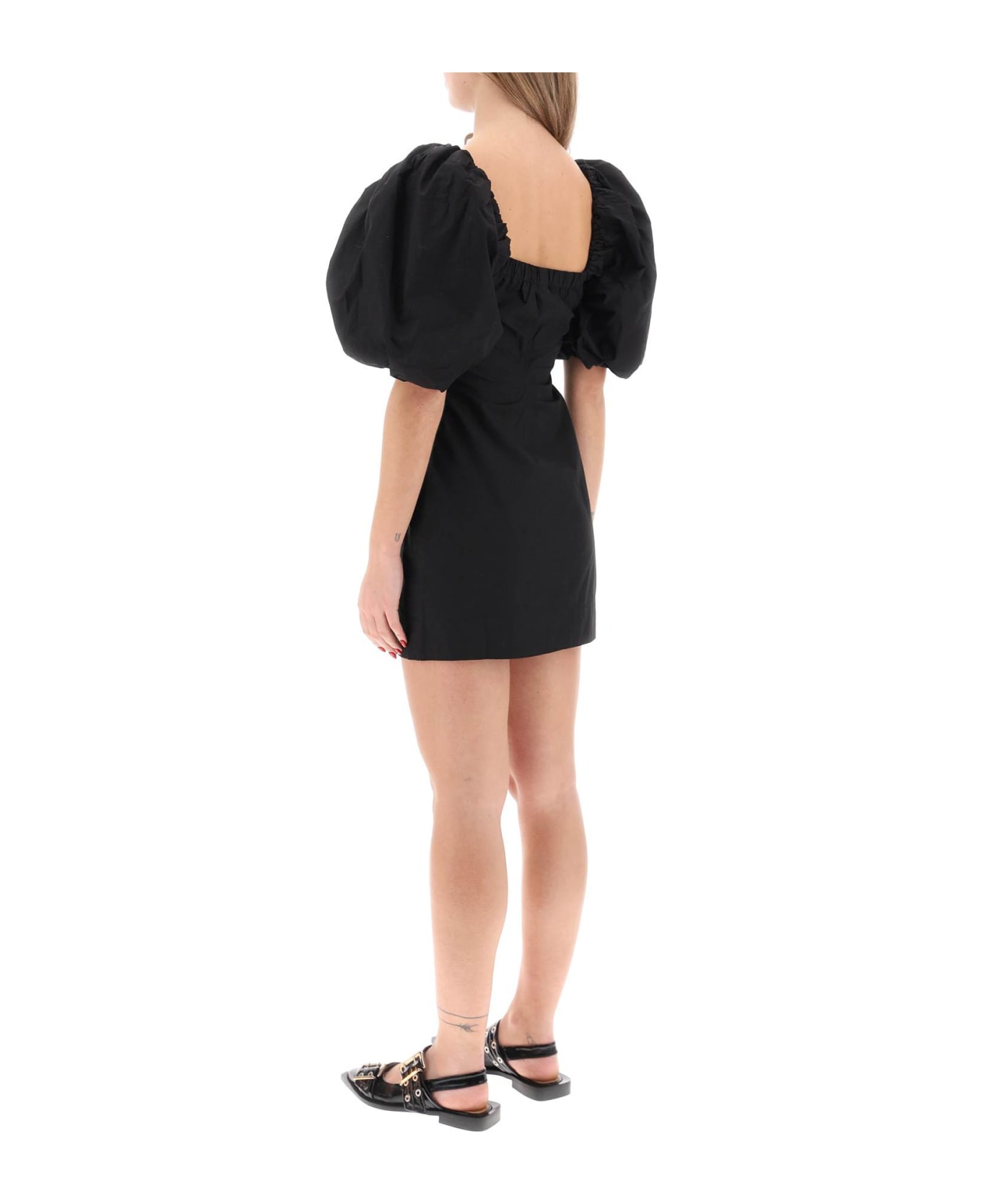Ganni Black Cotton Dress - BLACK (Black) ワンピース＆ドレス