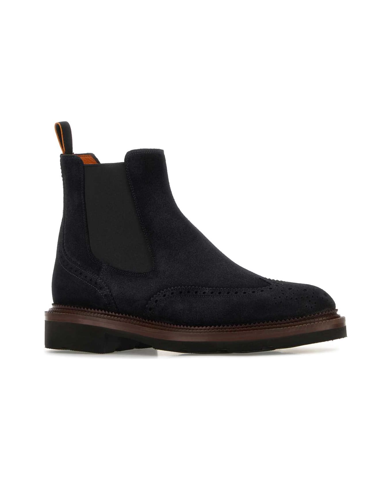 Santoni Midnight Blue Suede Kalama Ankle Boots - BLUE