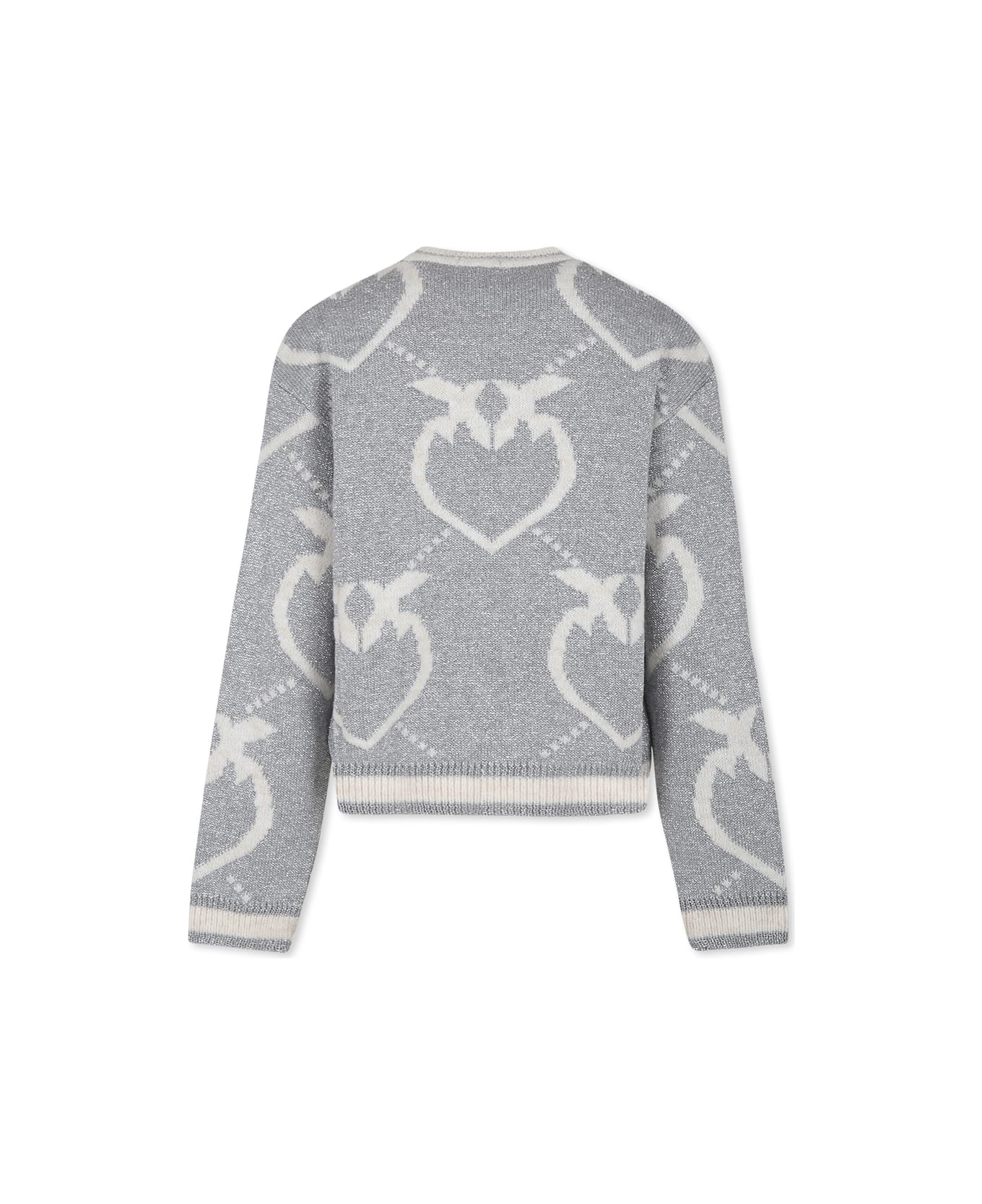 Pinko Silver Sweater For Girl With Heart - Silver