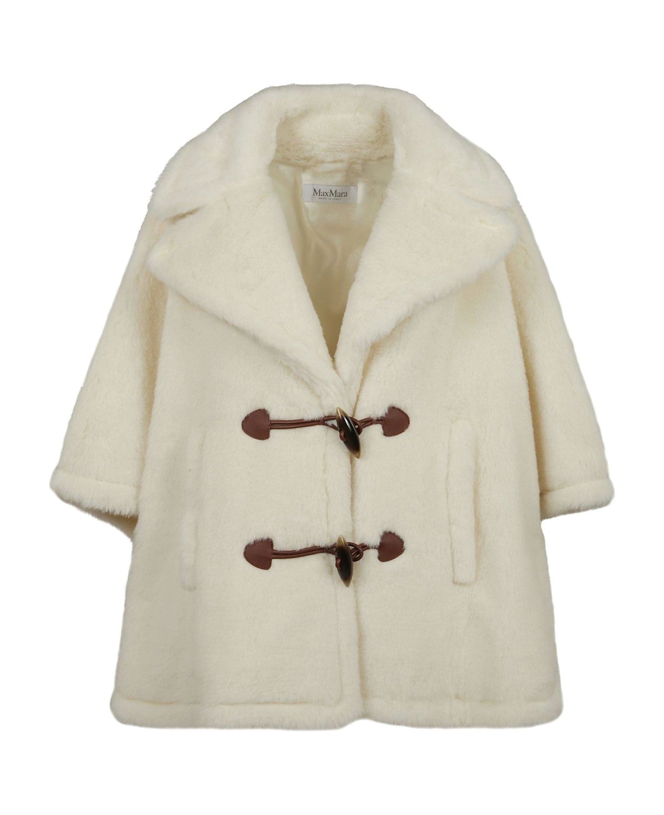 Max Mara George Teddy Cape Coat - WHITE