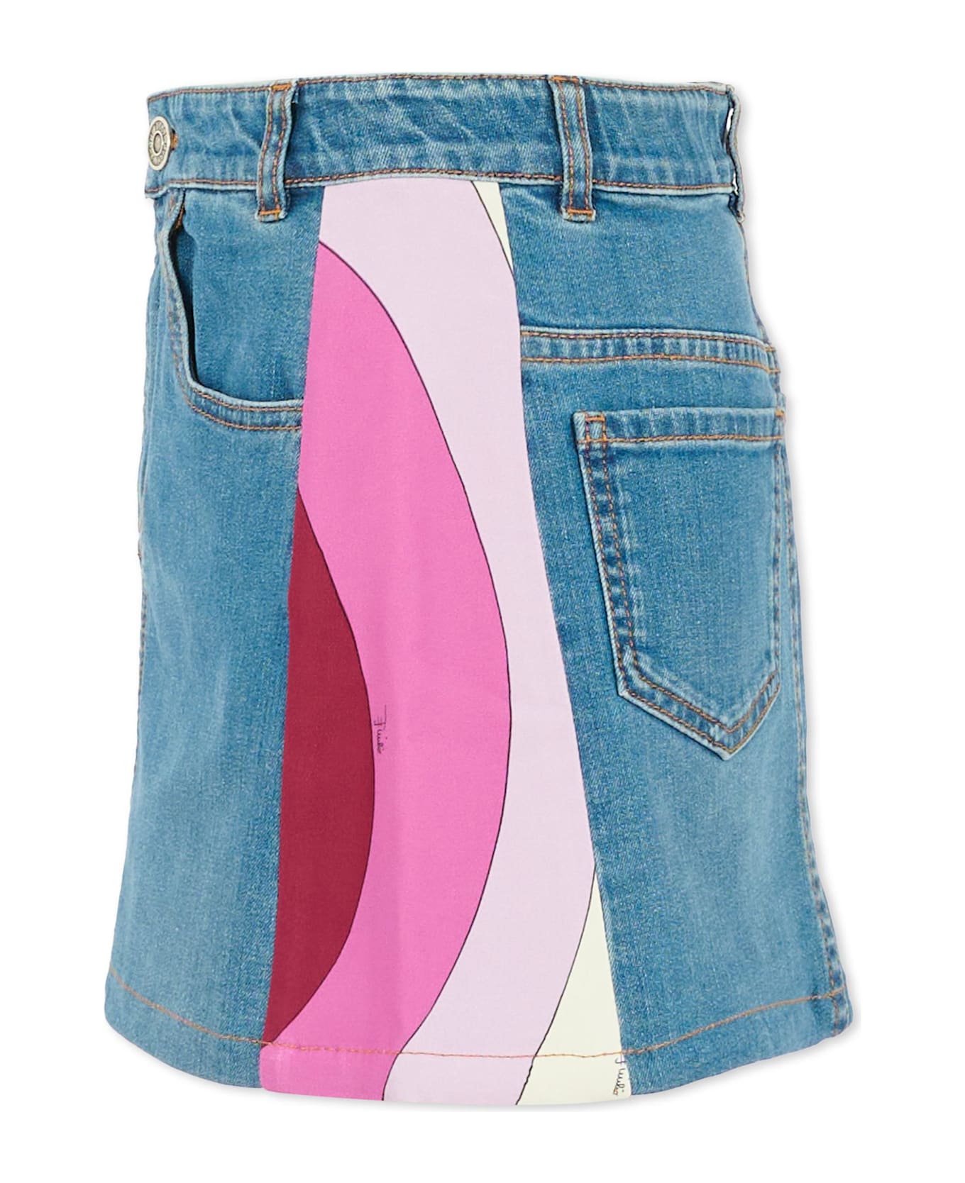 Pucci Denim Skirt For Girl With Print - Blue
