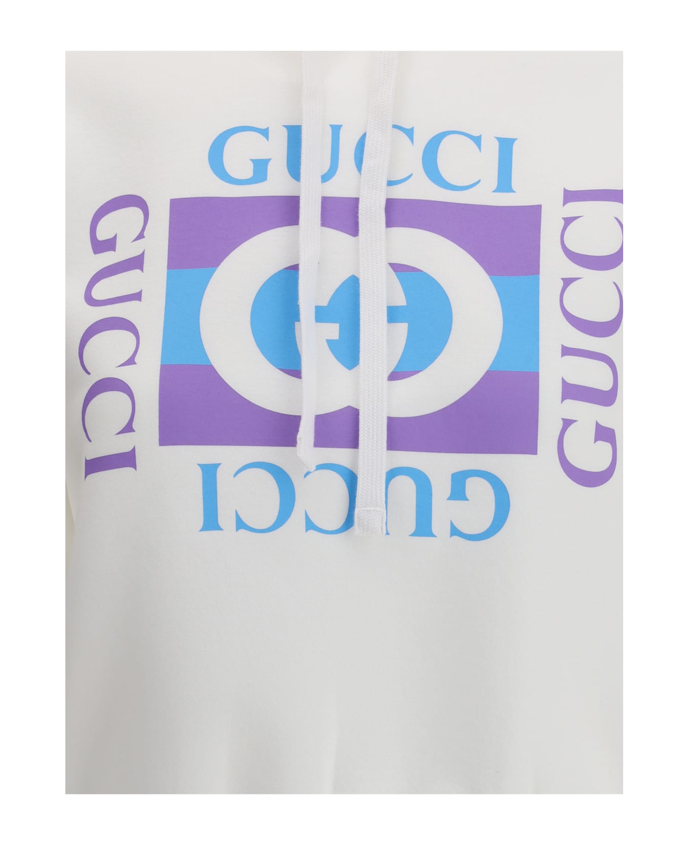 Gucci Printed Logo Hoodie - WHITE
