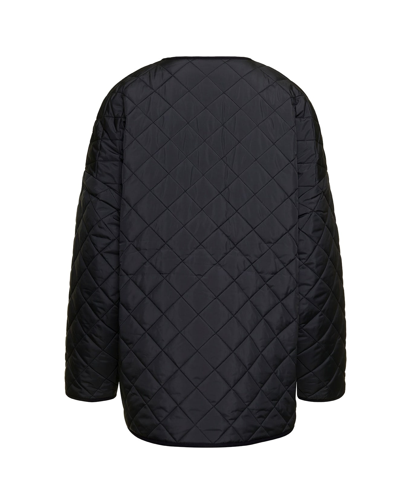 Totême Black Quilted Jacket With Round Neckline In Recycled Fabric Woman - Black