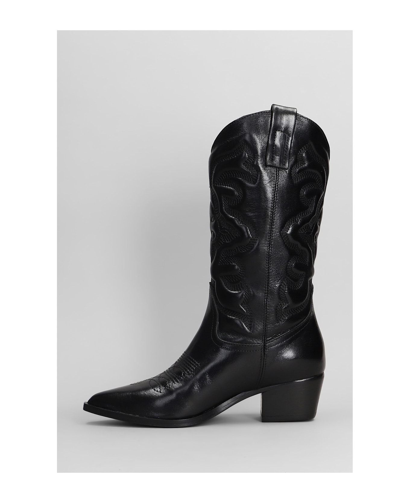 Julie Dee Texan Boots In Black Leather - black