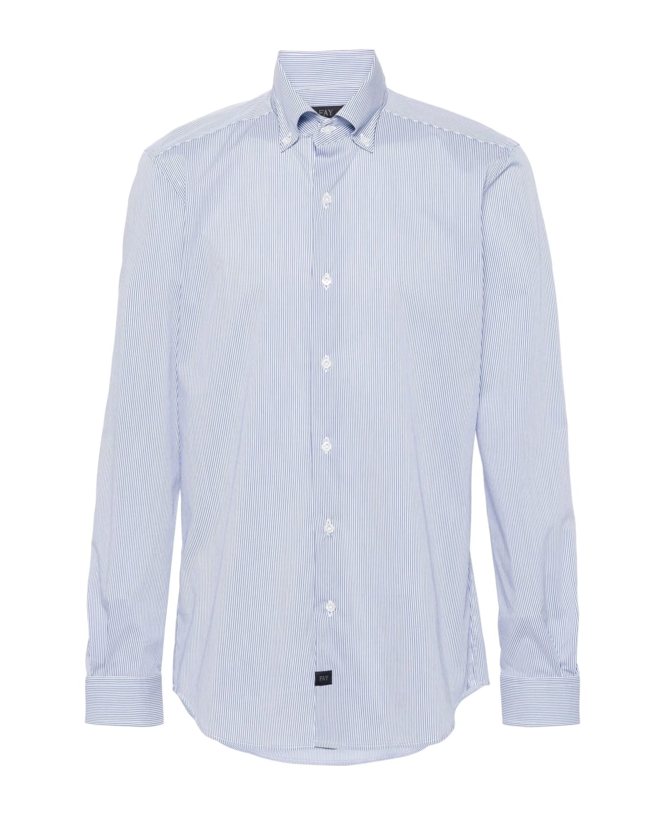 Fay Striped Cotton Men's Shirt - Blu/bianco