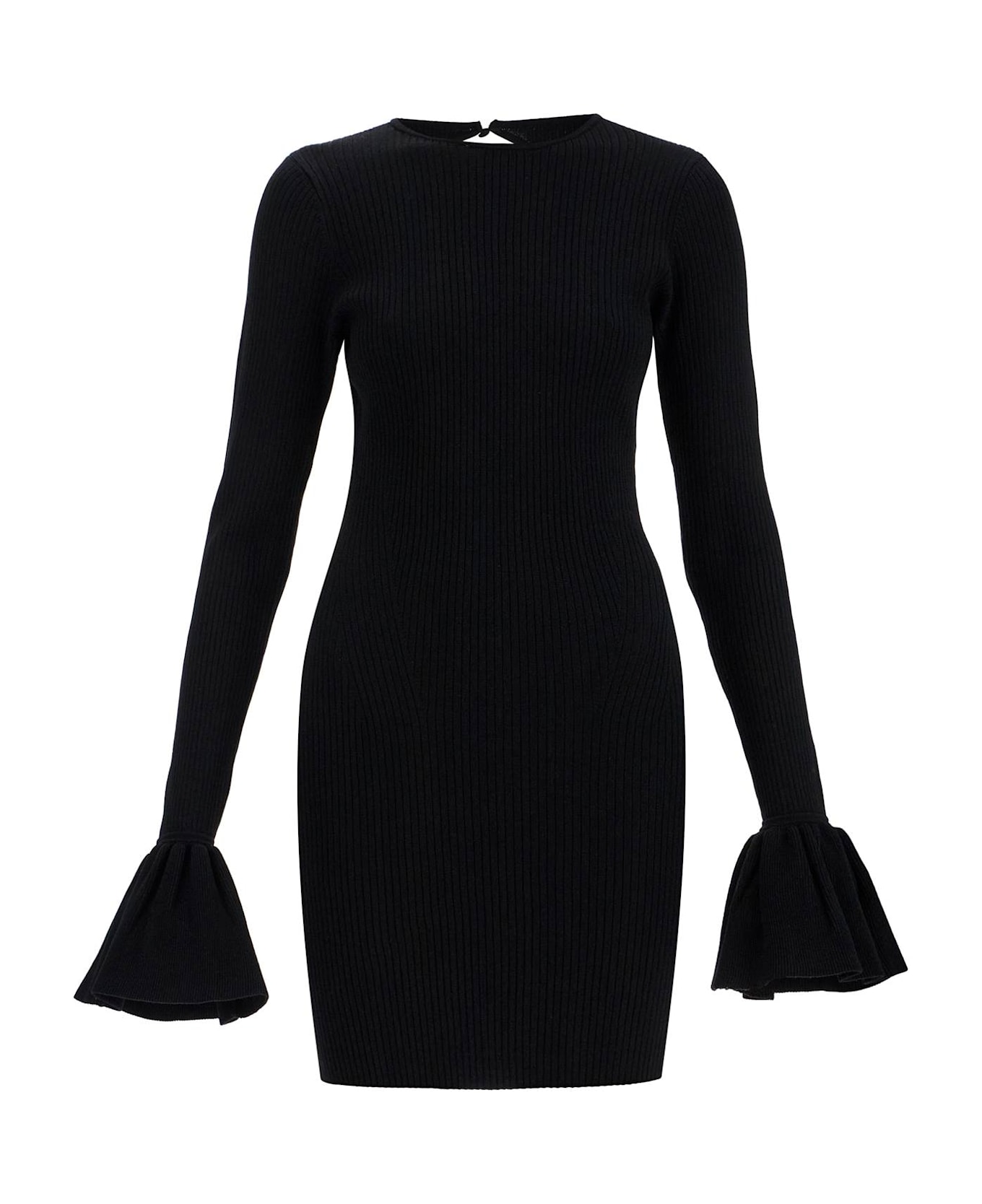 Rotate by Birger Christensen Ribbed Knit Mini Dress - BLACK (Black)