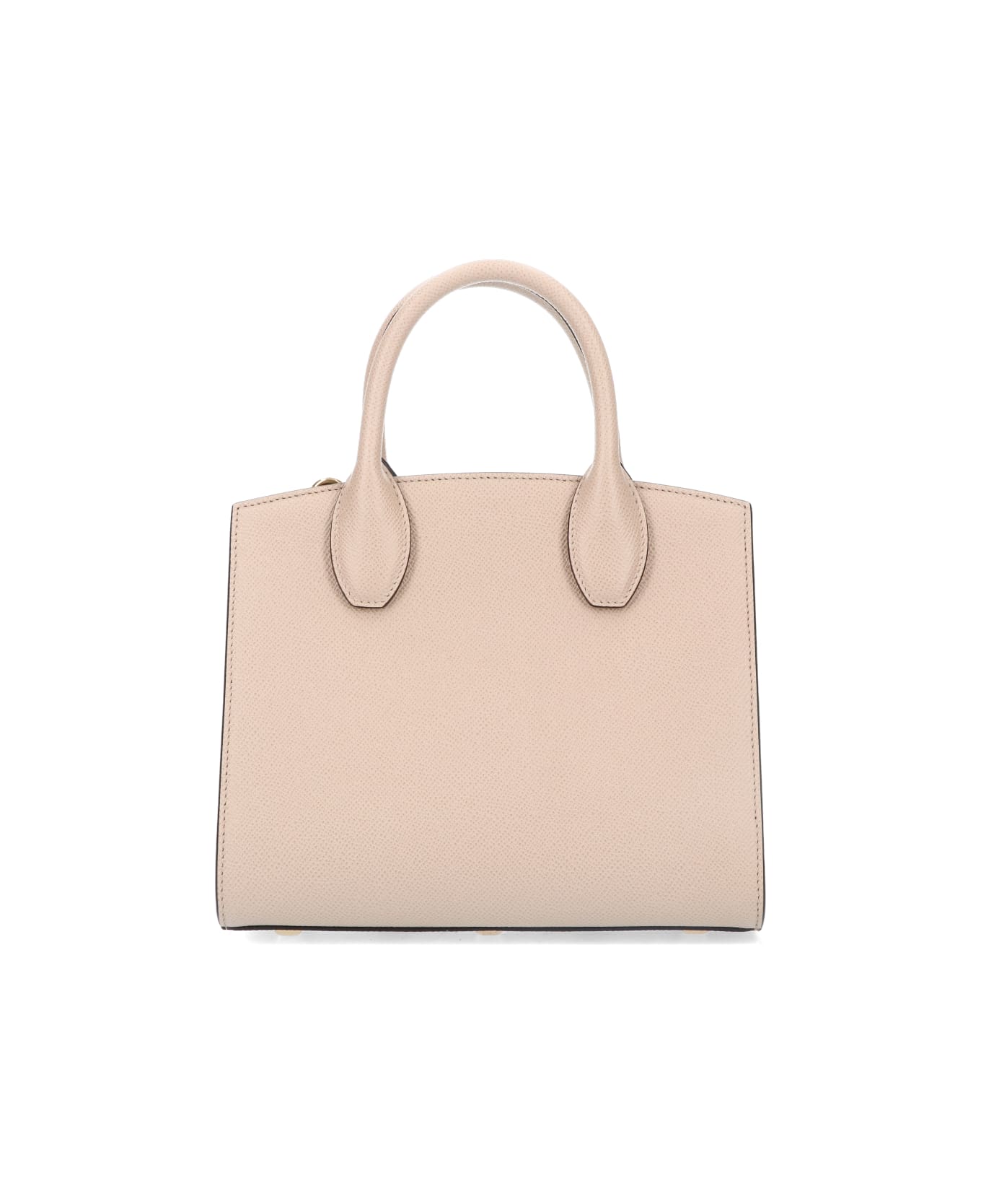 Ferragamo Studio Box Leather Handbag - Beige